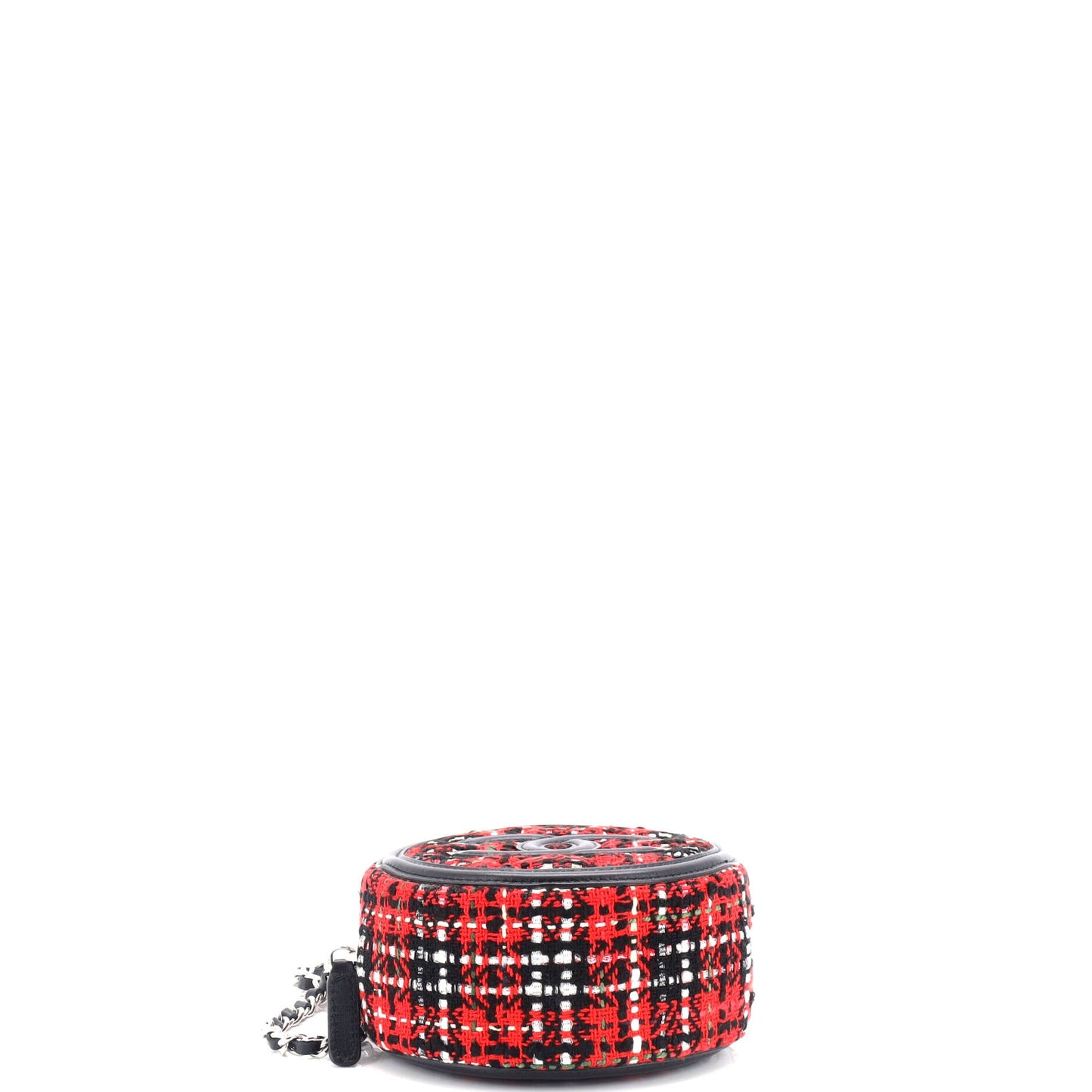 Filigree Round Clutch with Chain Quilted Tweed Mini
