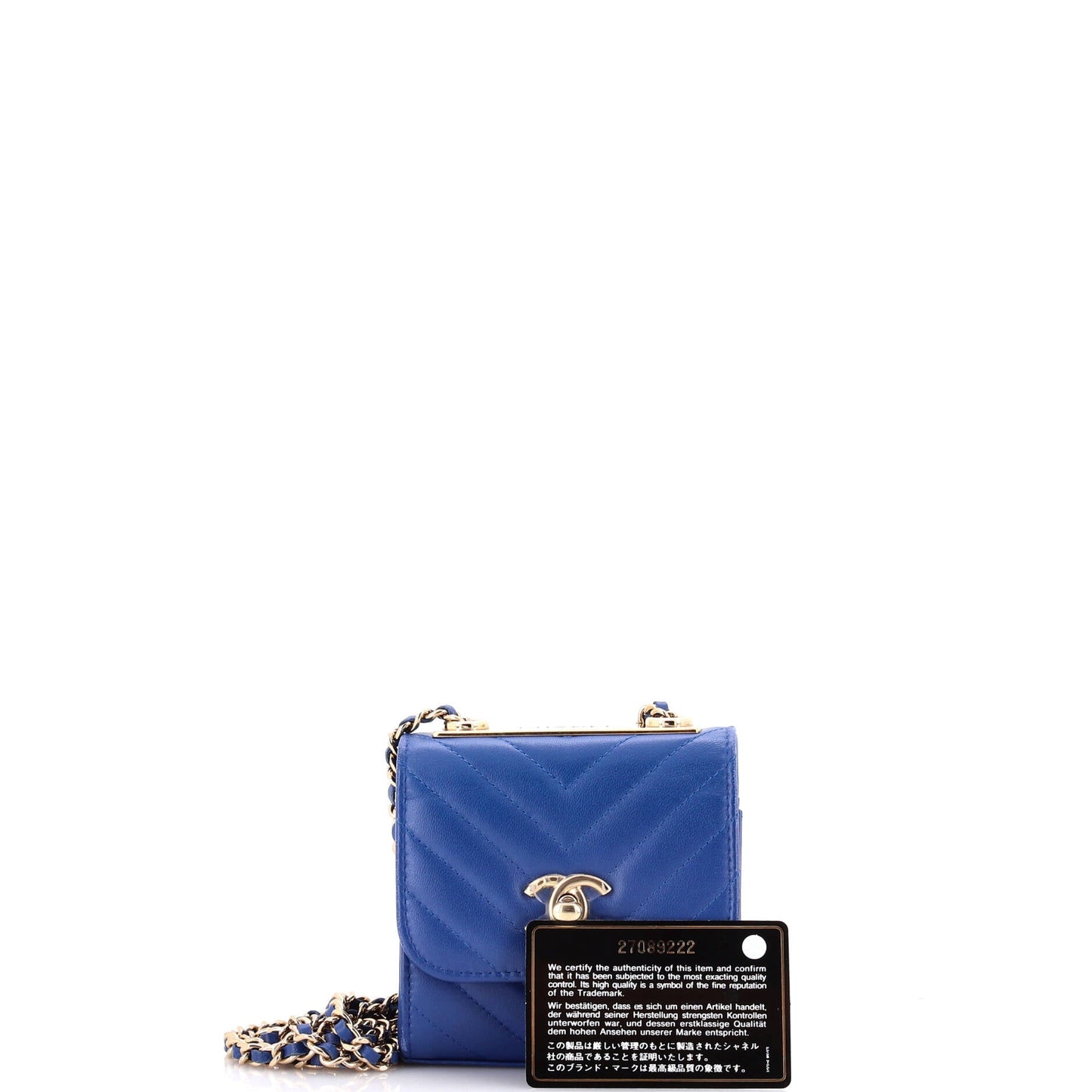Trendy CC Clutch with Chain Chevron Lambskin Small
