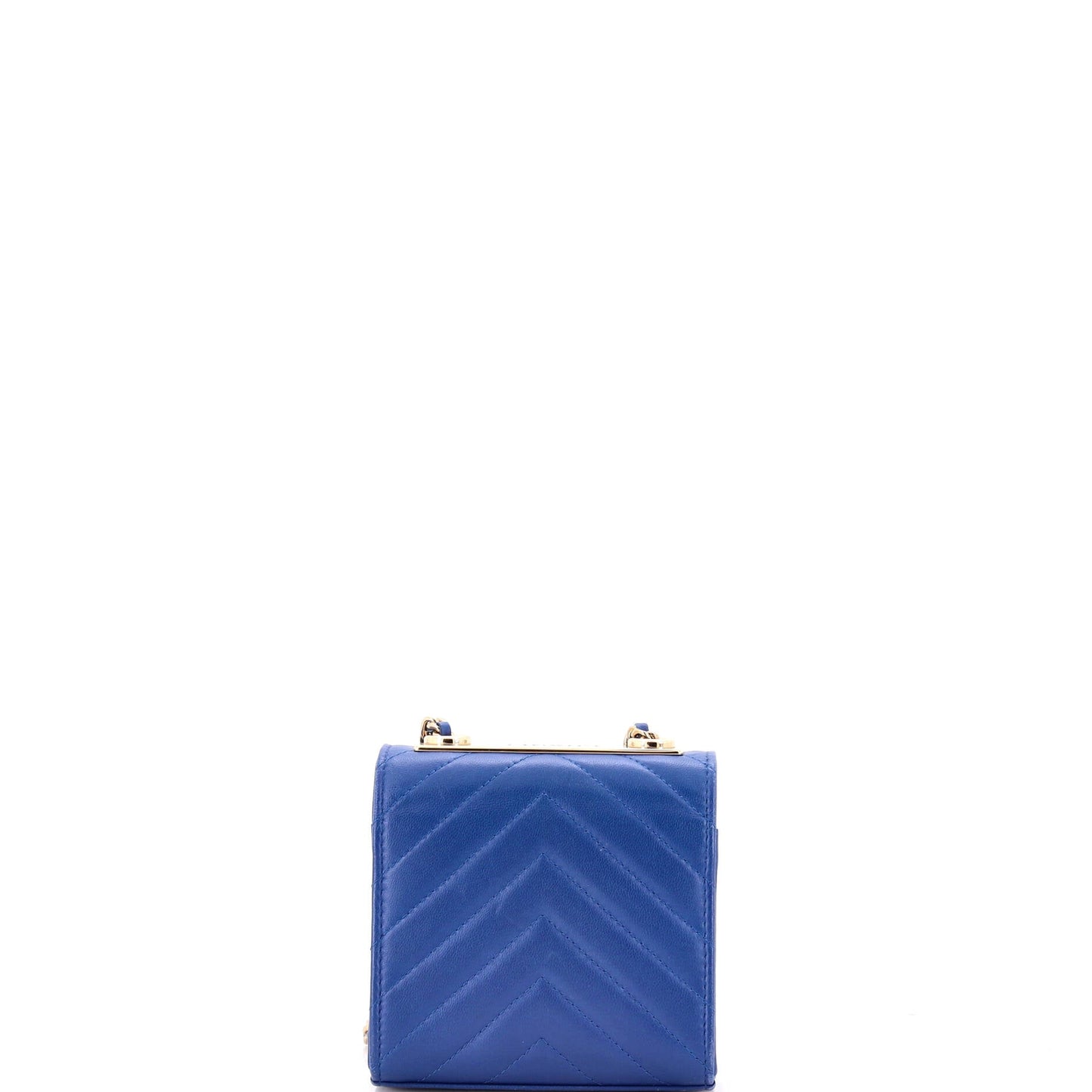 Trendy CC Clutch with Chain Chevron Lambskin Small