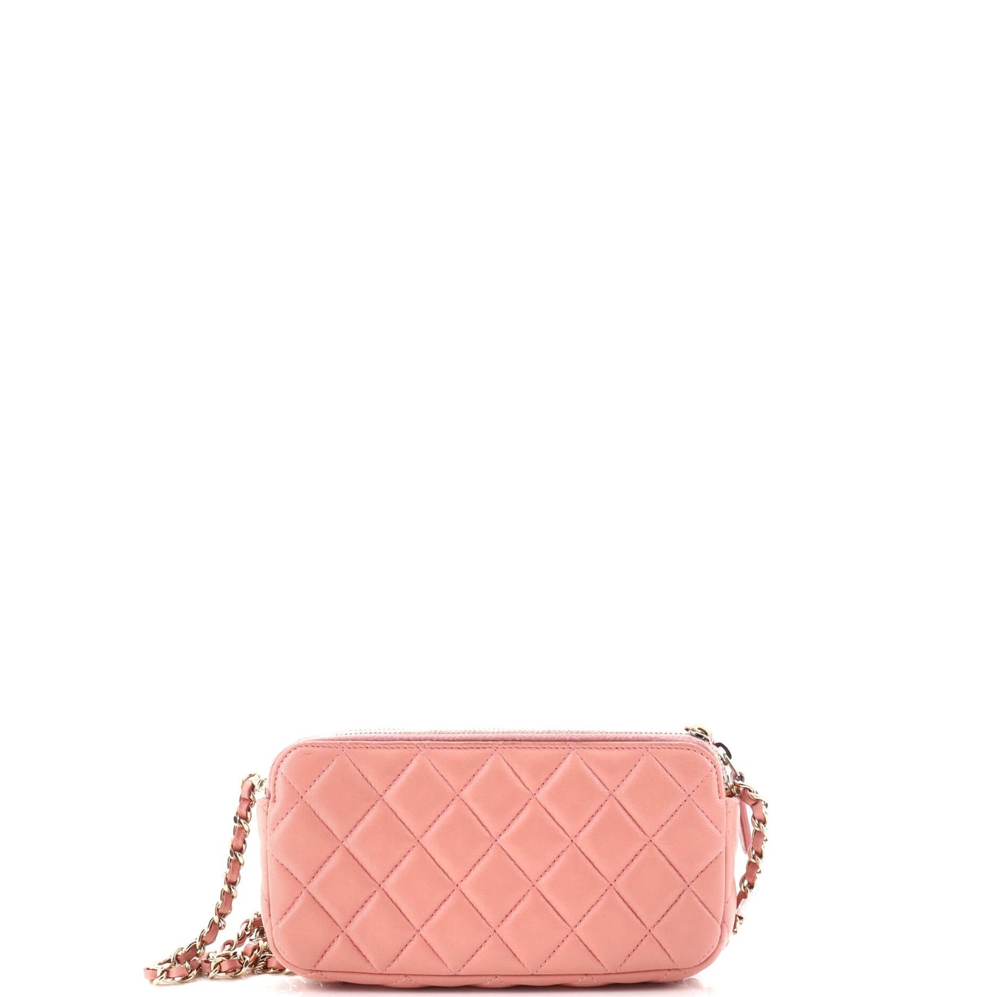 Double Zip Clutch with Chain Quilted Lambskin
