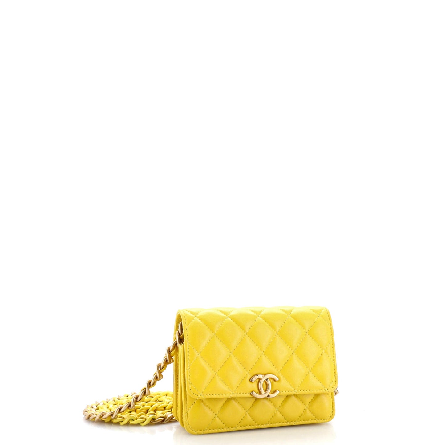 Lacquered Metal CC Clutch with Chain Quilted Lambskin