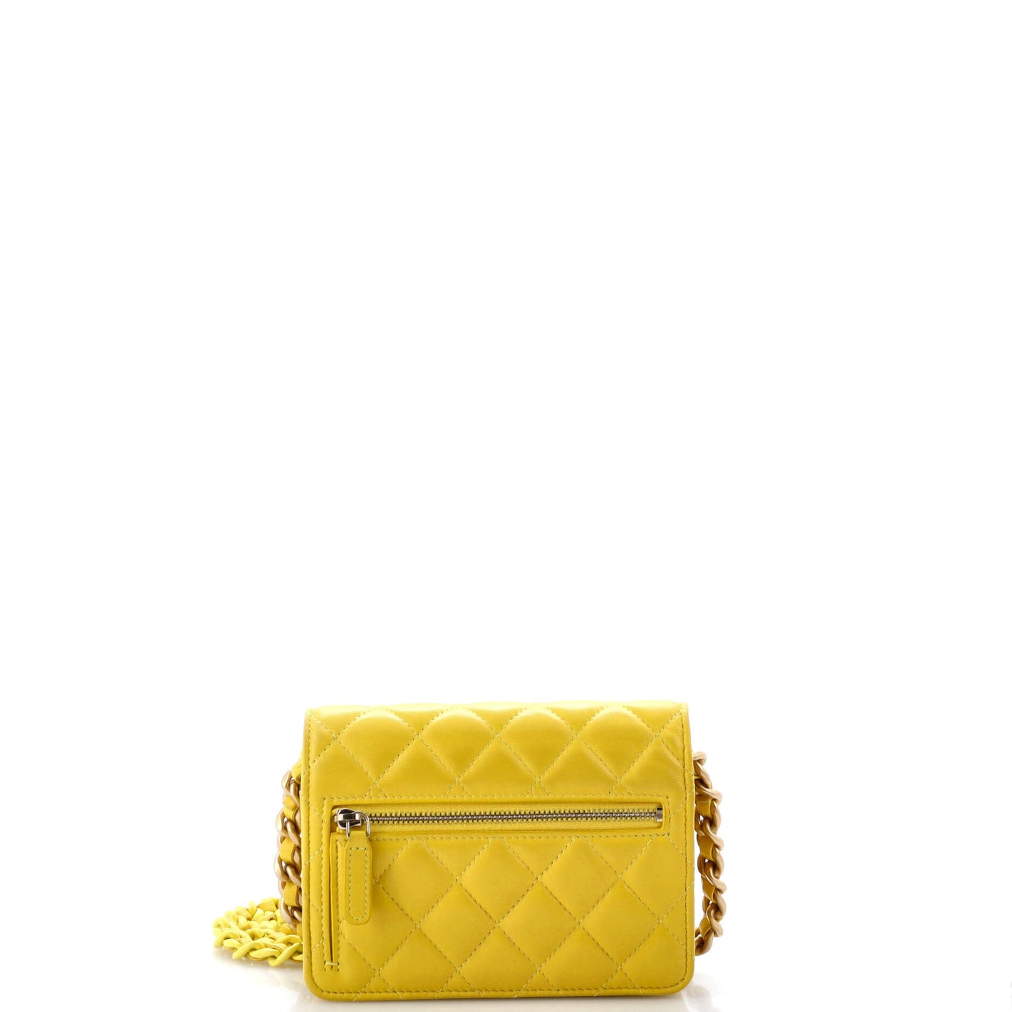 Lacquered Metal CC Clutch with Chain Quilted Lambskin