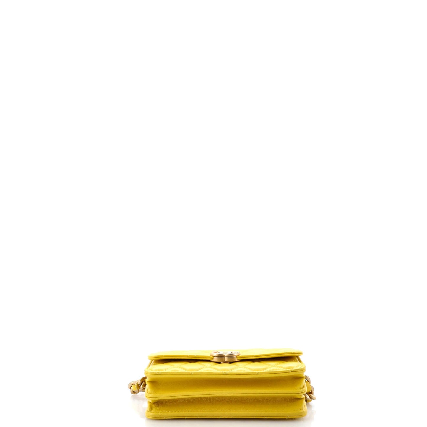 Lacquered Metal CC Clutch with Chain Quilted Lambskin