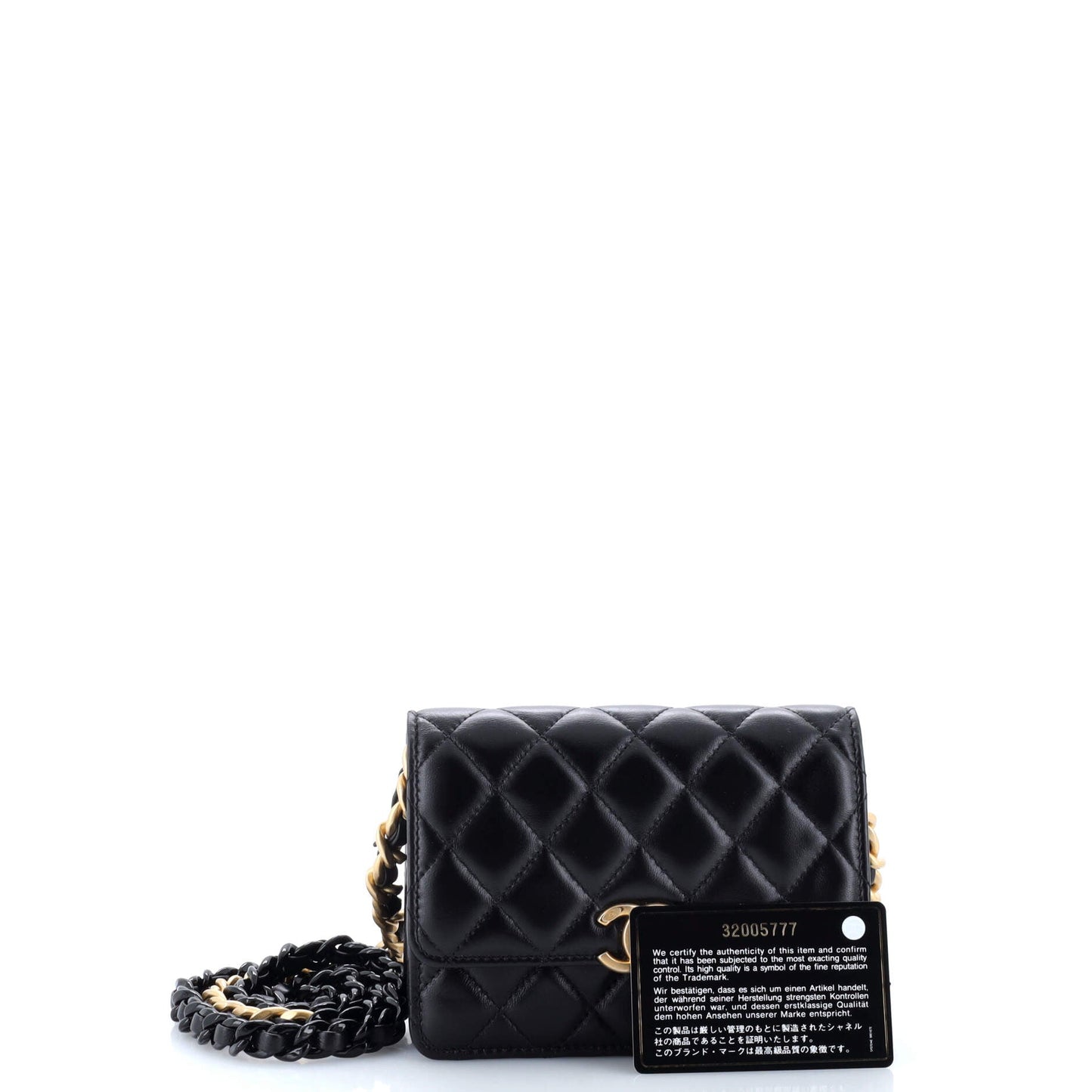 Lacquered Metal CC Clutch with Chain Quilted Lambskin
