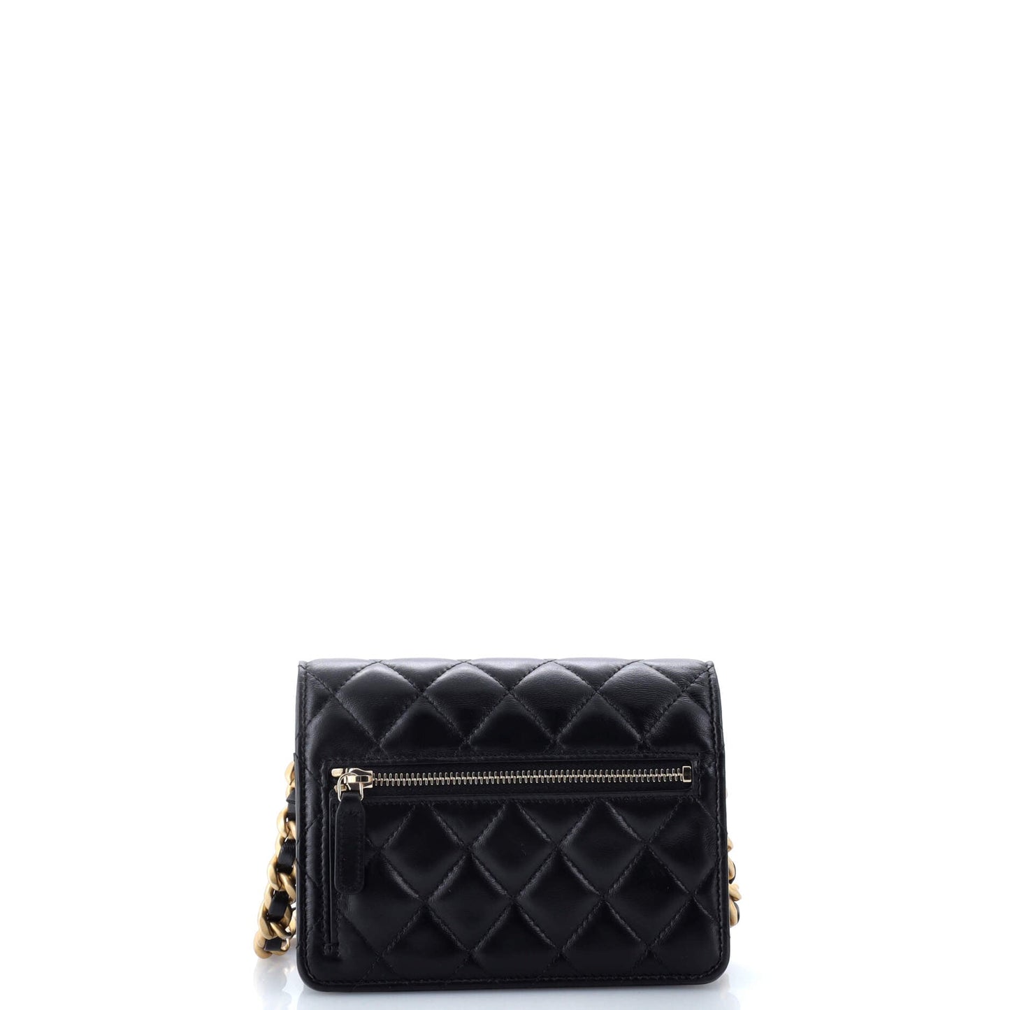 Lacquered Metal CC Clutch with Chain Quilted Lambskin
