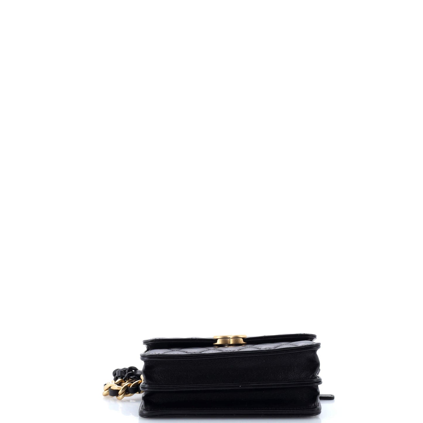 Lacquered Metal CC Clutch with Chain Quilted Lambskin