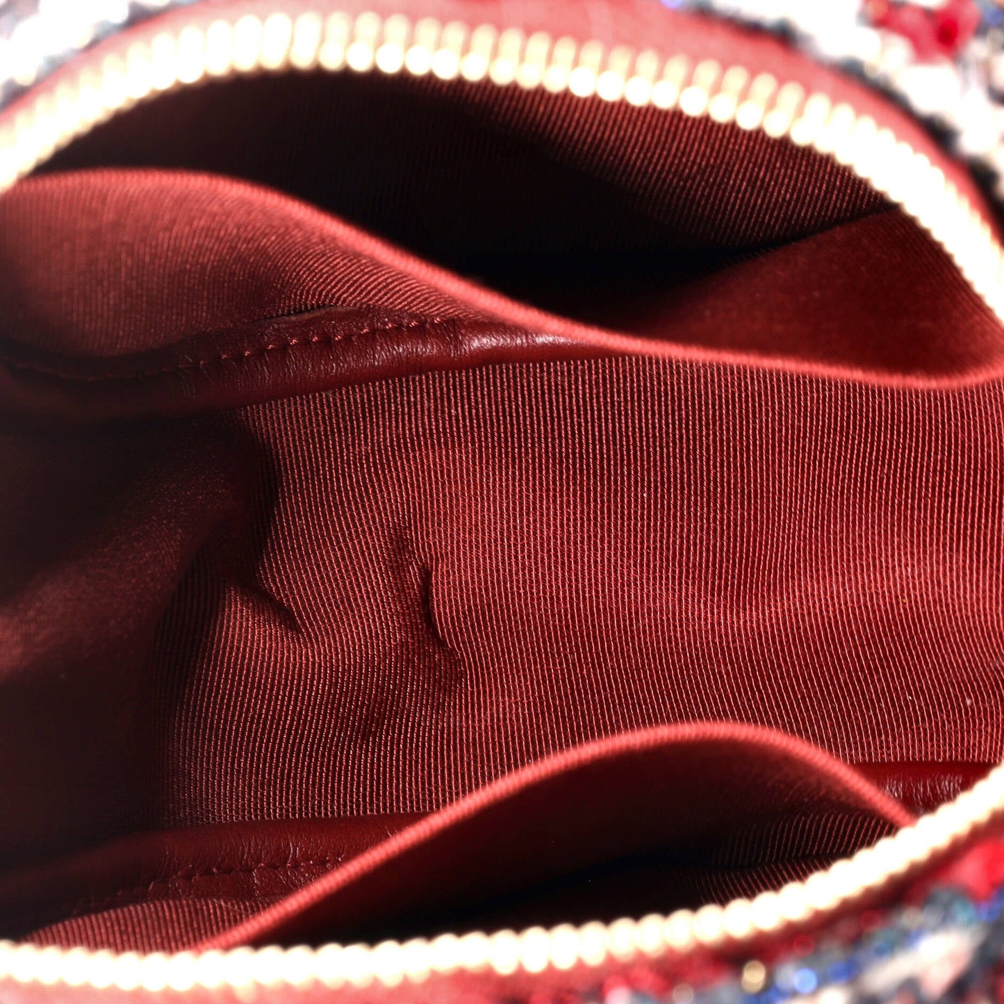 Round Clutch with Chain Quilted Tweed Mini