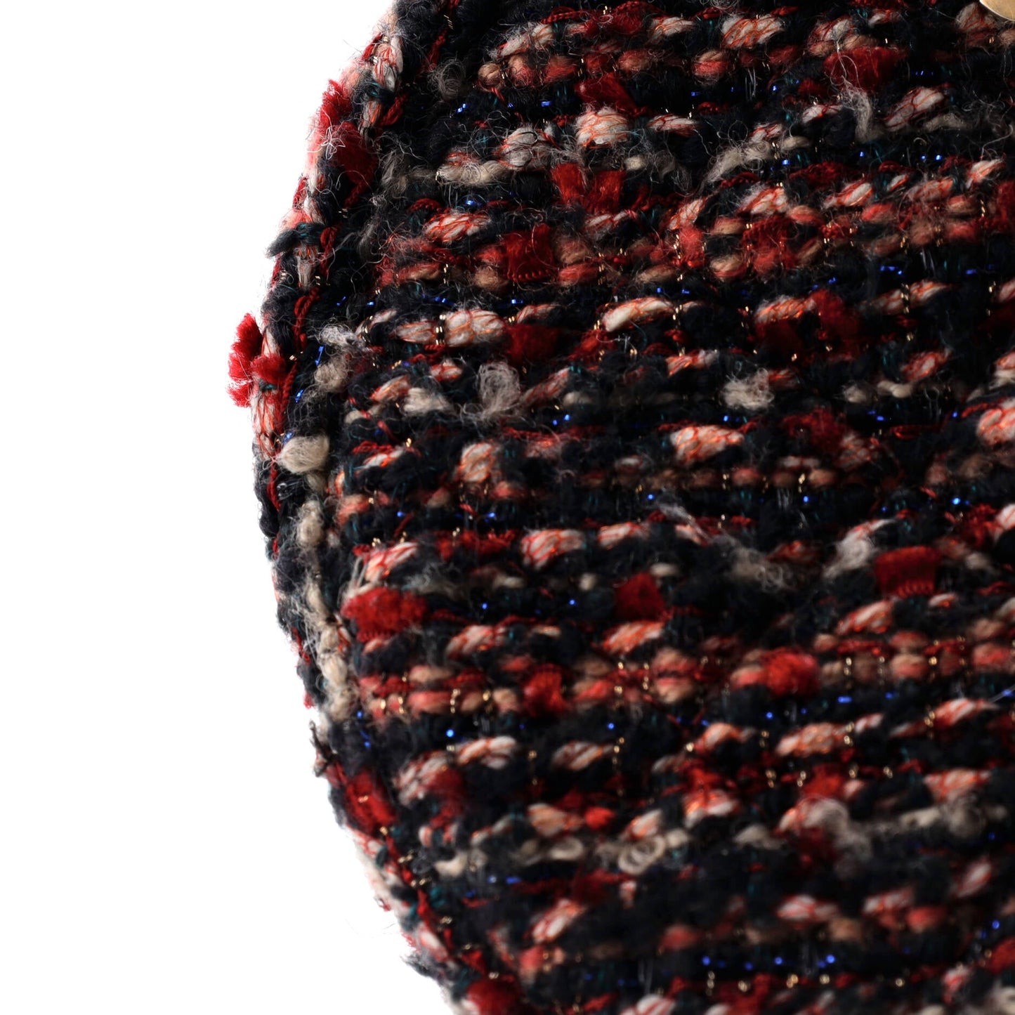 Round Clutch with Chain Quilted Tweed Mini