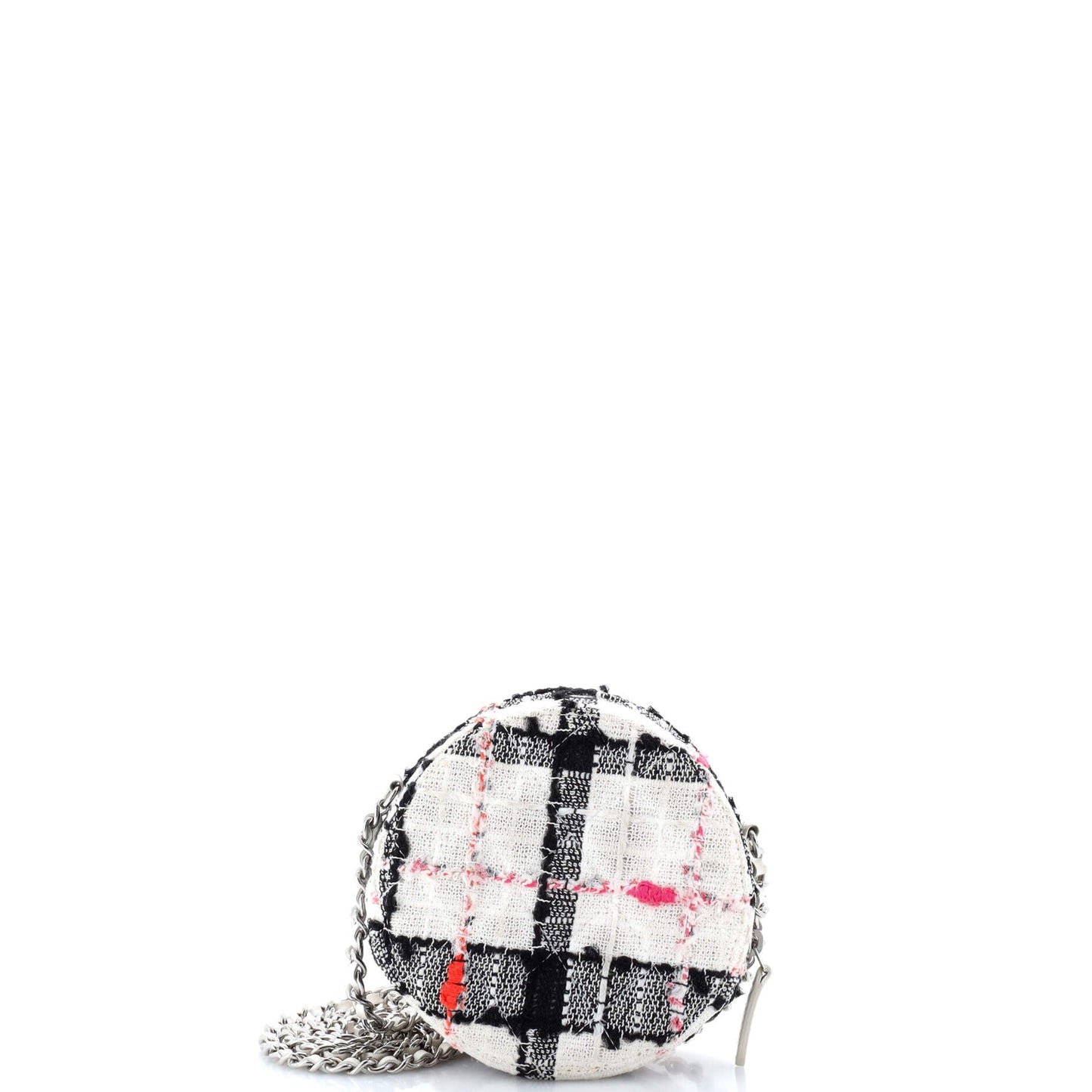 Round Clutch with Chain Quilted Tweed Mini
