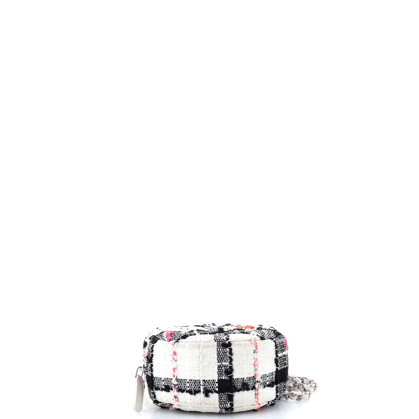Round Clutch with Chain Quilted Tweed Mini