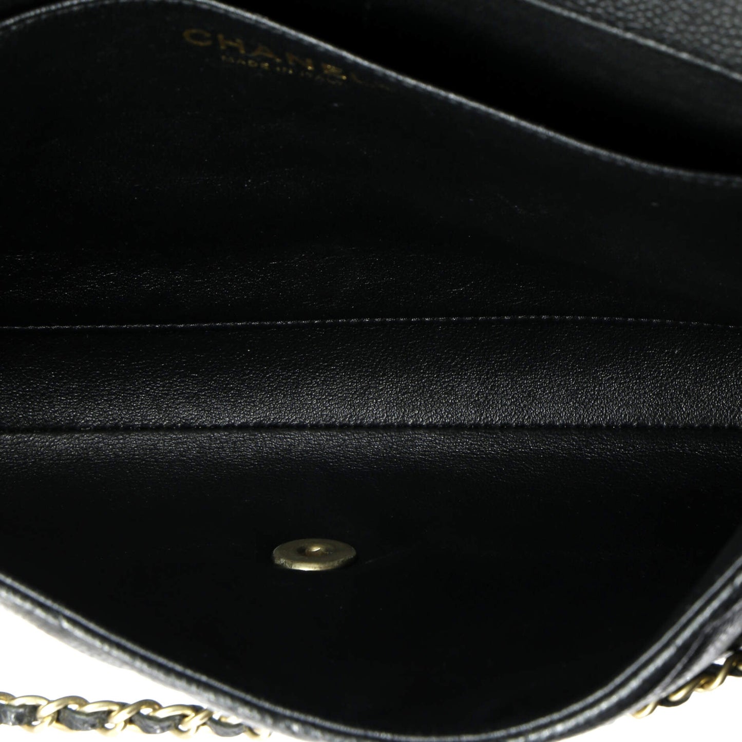 Clutch with Chain Quilted Caviar