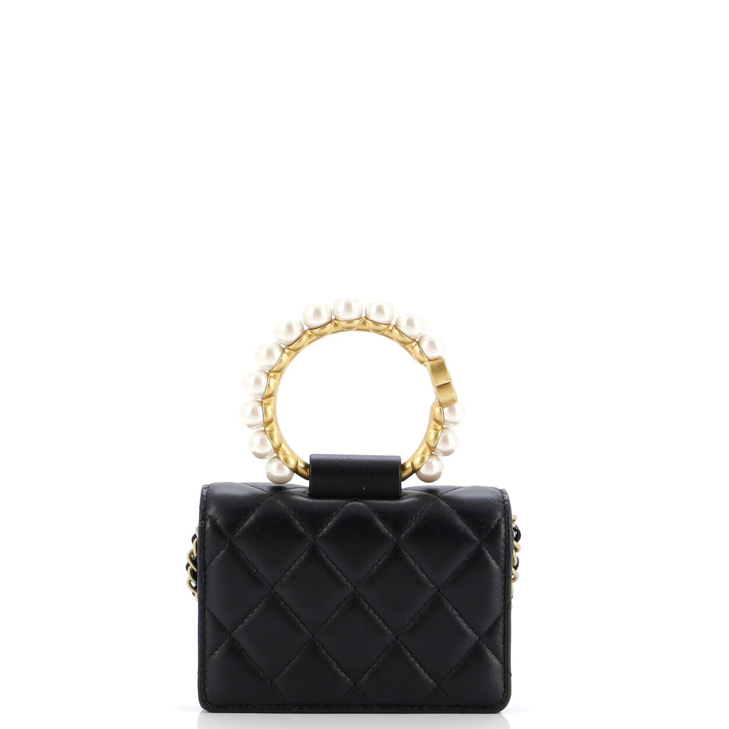 Pearl Crown Clutch with Chain Quilted Lambskin