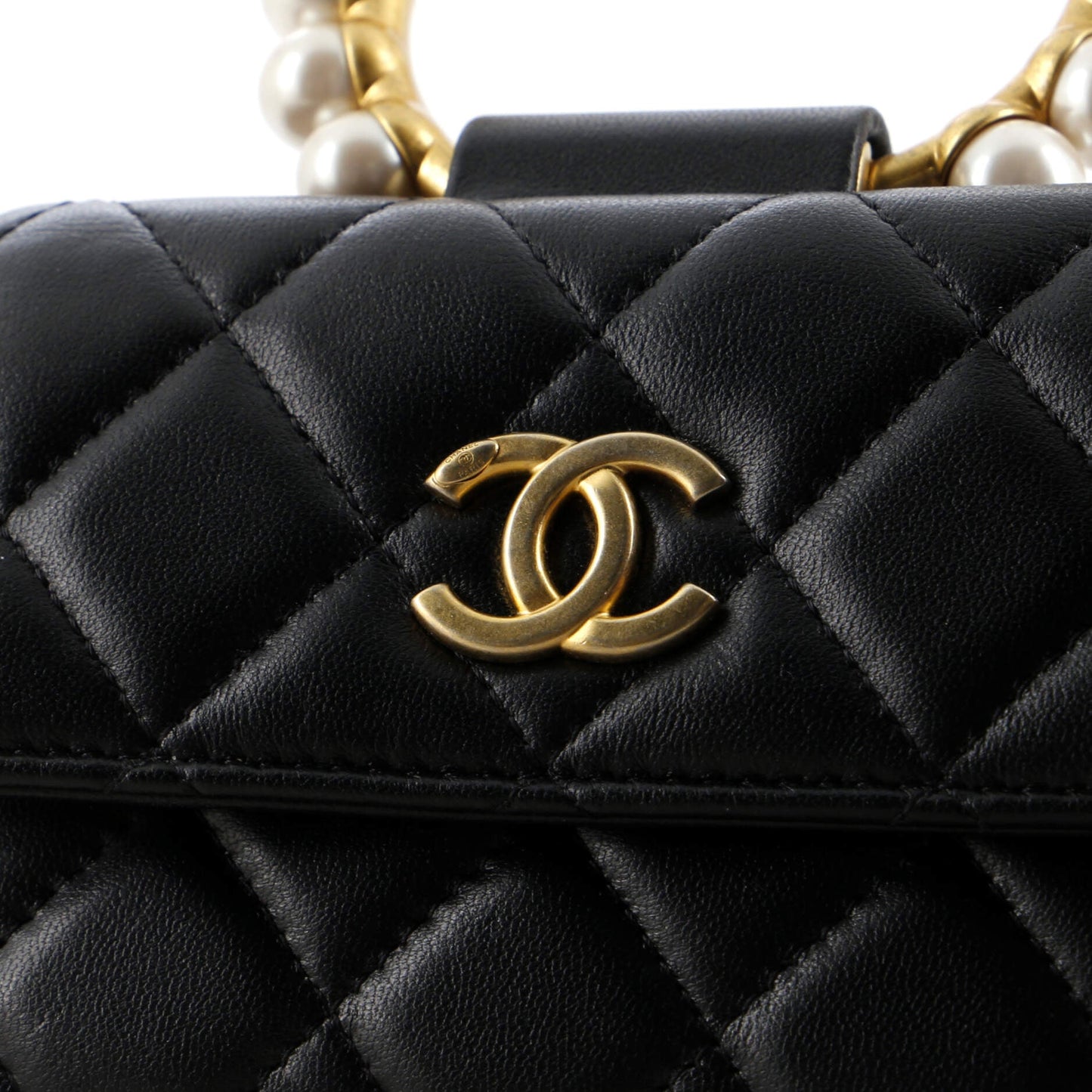 Pearl Crown Clutch with Chain Quilted Lambskin