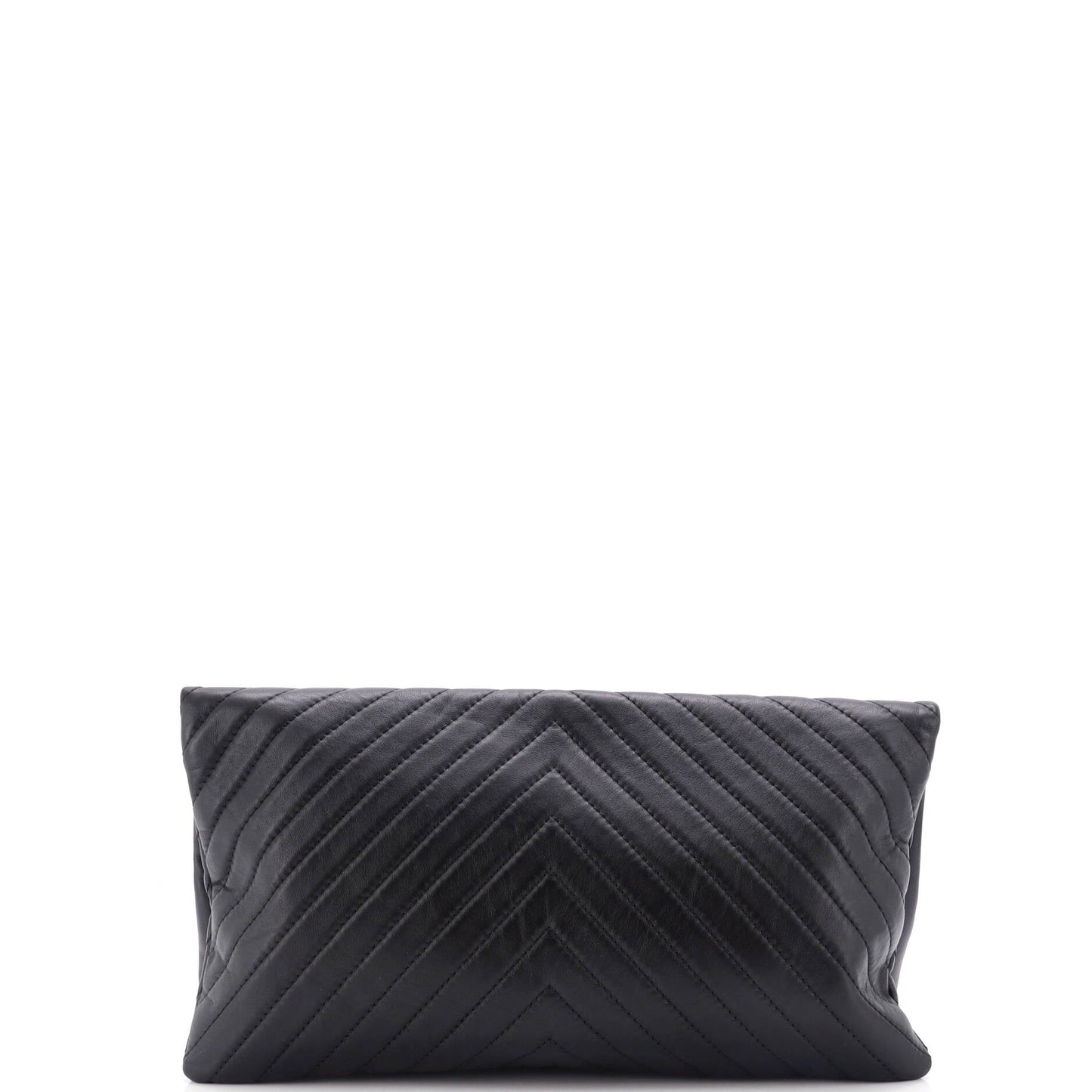CC Foldover Clutch Chevron Lambskin Large