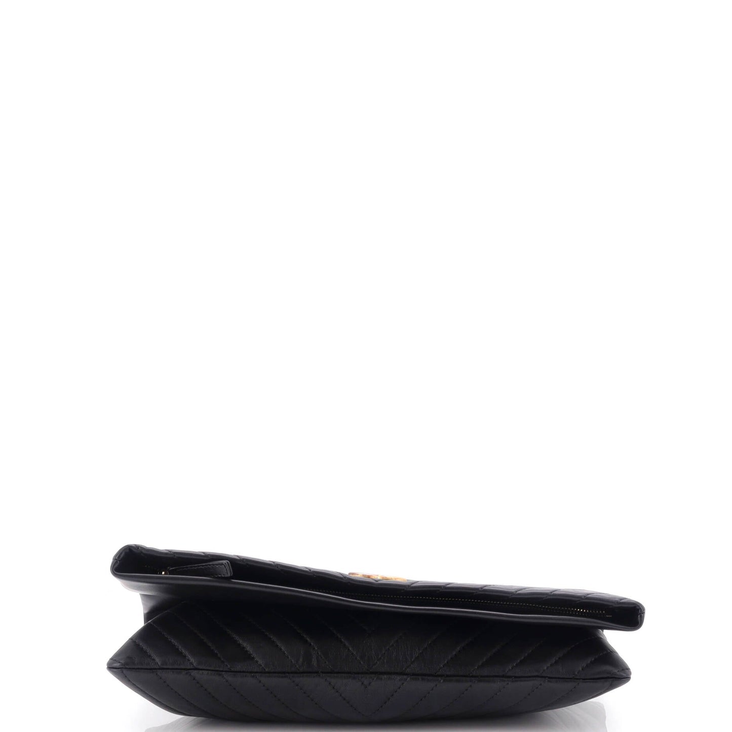 CC Foldover Clutch Chevron Lambskin Large