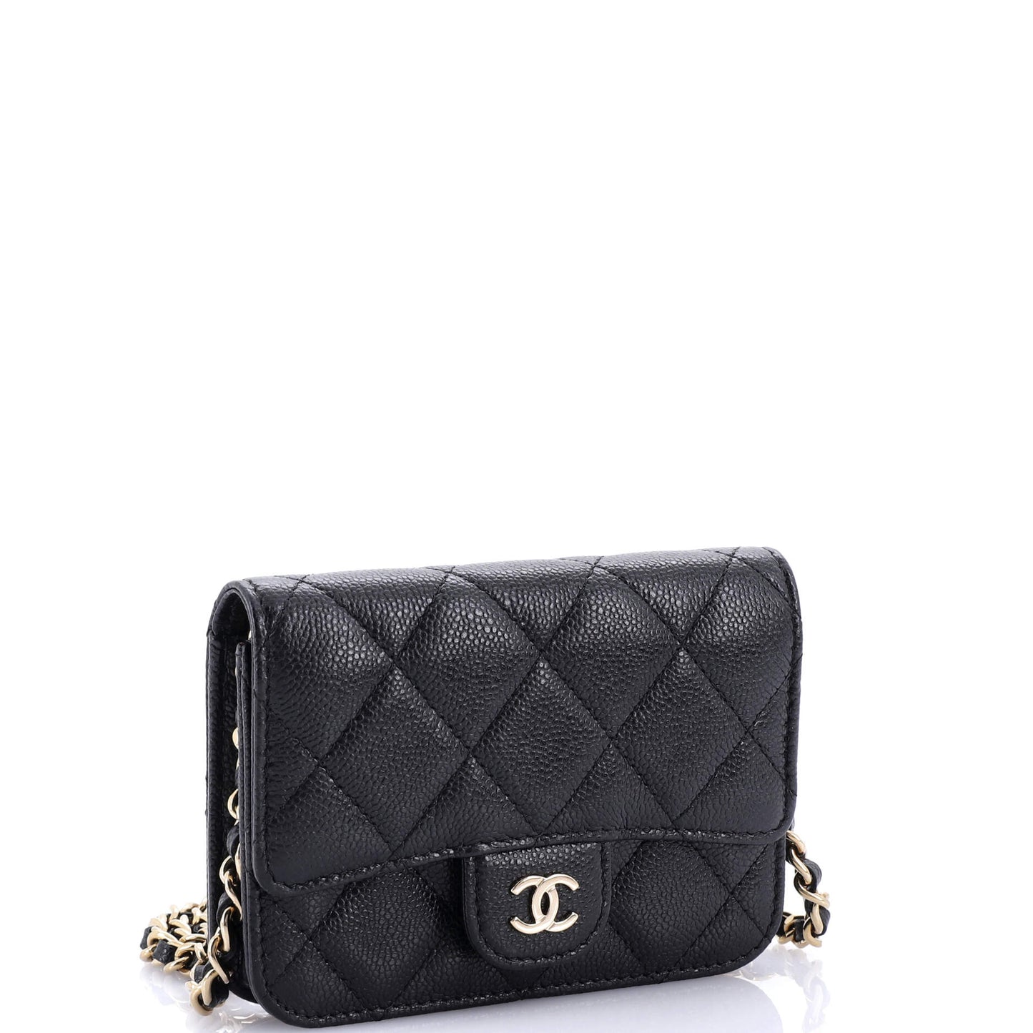 Classic Flap Clutch with Chain Quilted Caviar Small