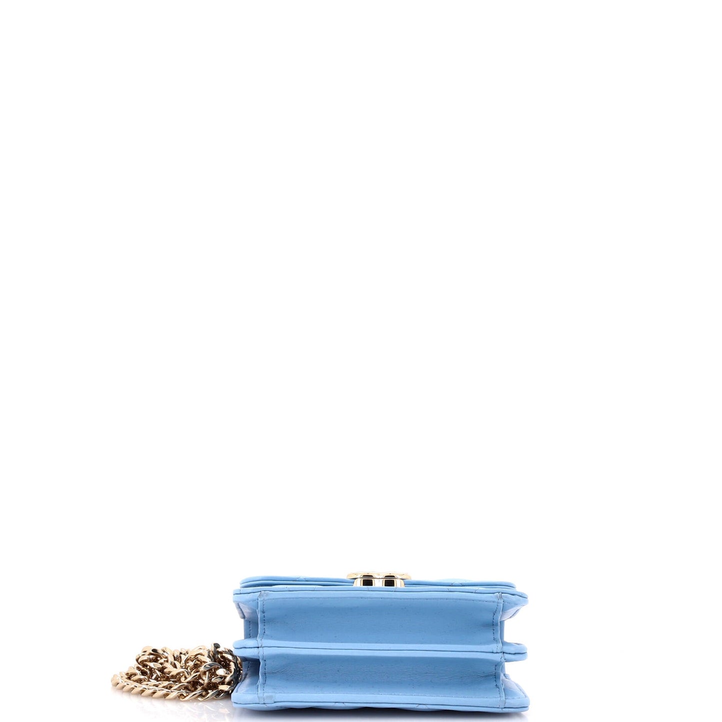 Coco Enamel Top Handle Flap Clutch with Chain Quilted Lambskin
