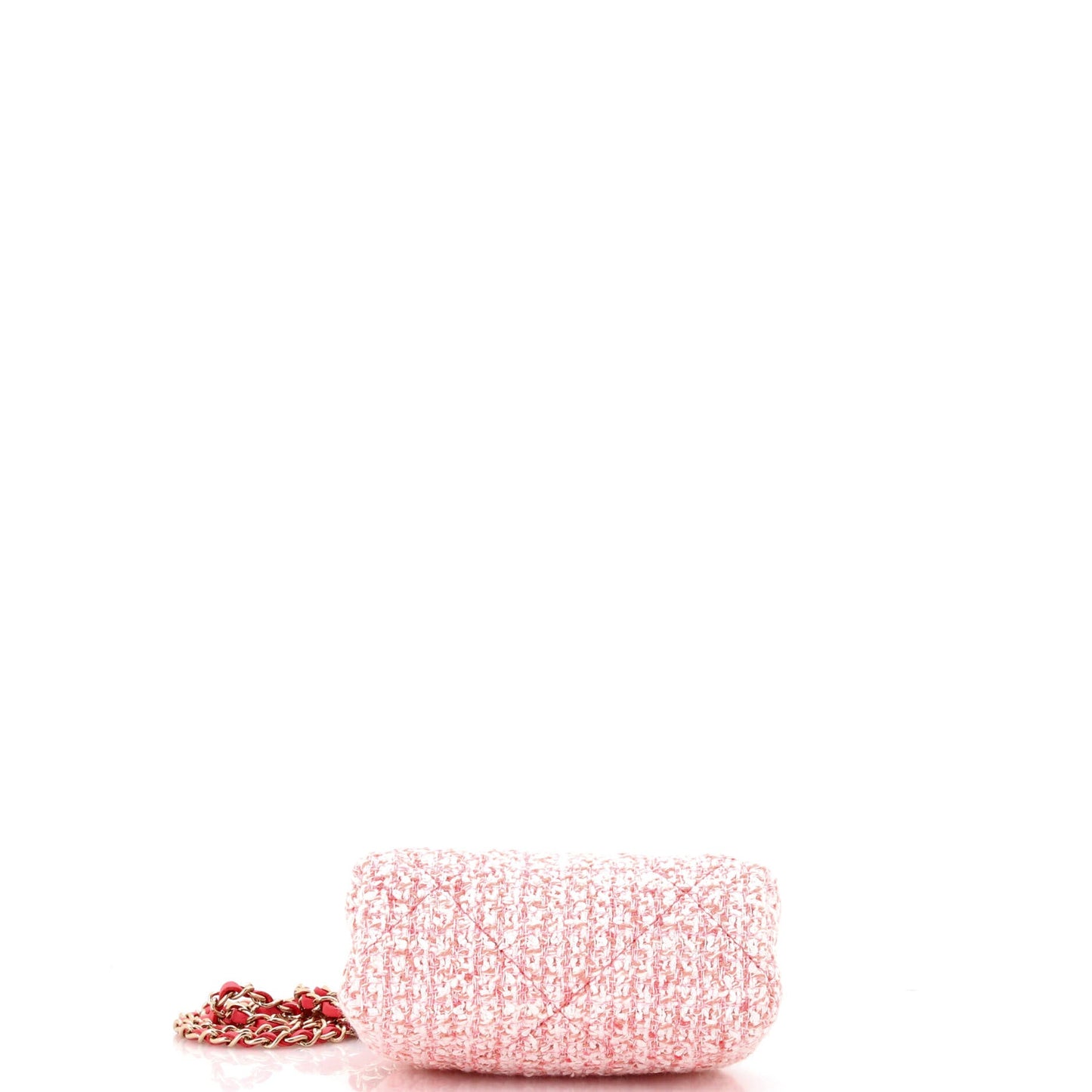 CC Kisslock Frame Clutch with Chain Quilted Tweed Mini