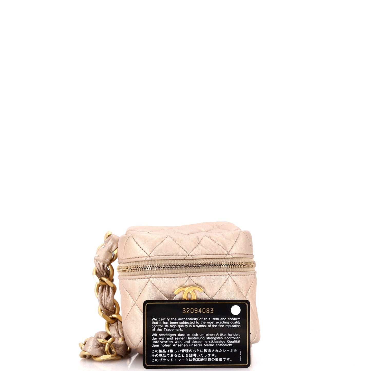 CC Cube Zip Clutch with Chain Handle Quilted Lambskin