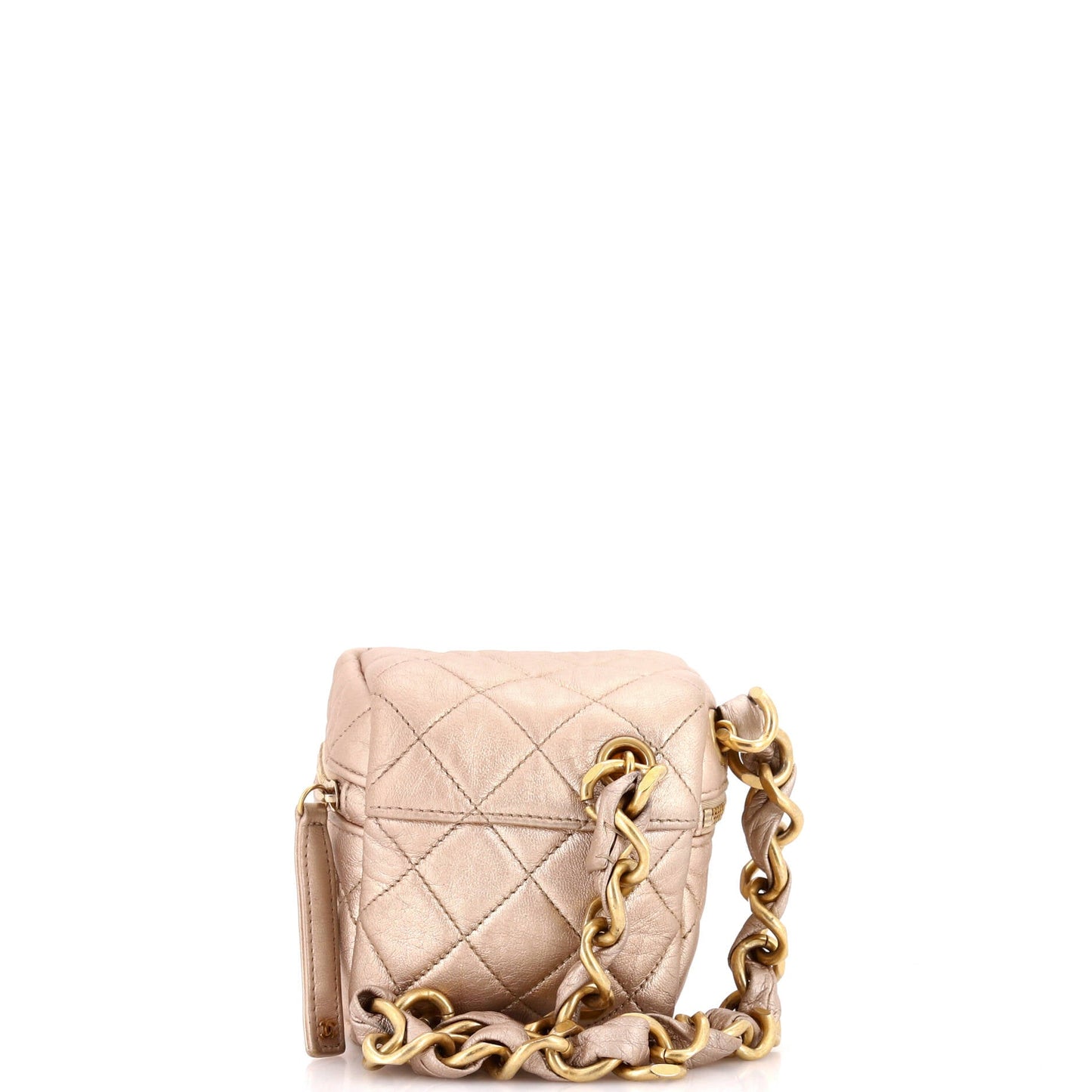 CC Cube Zip Clutch with Chain Handle Quilted Lambskin