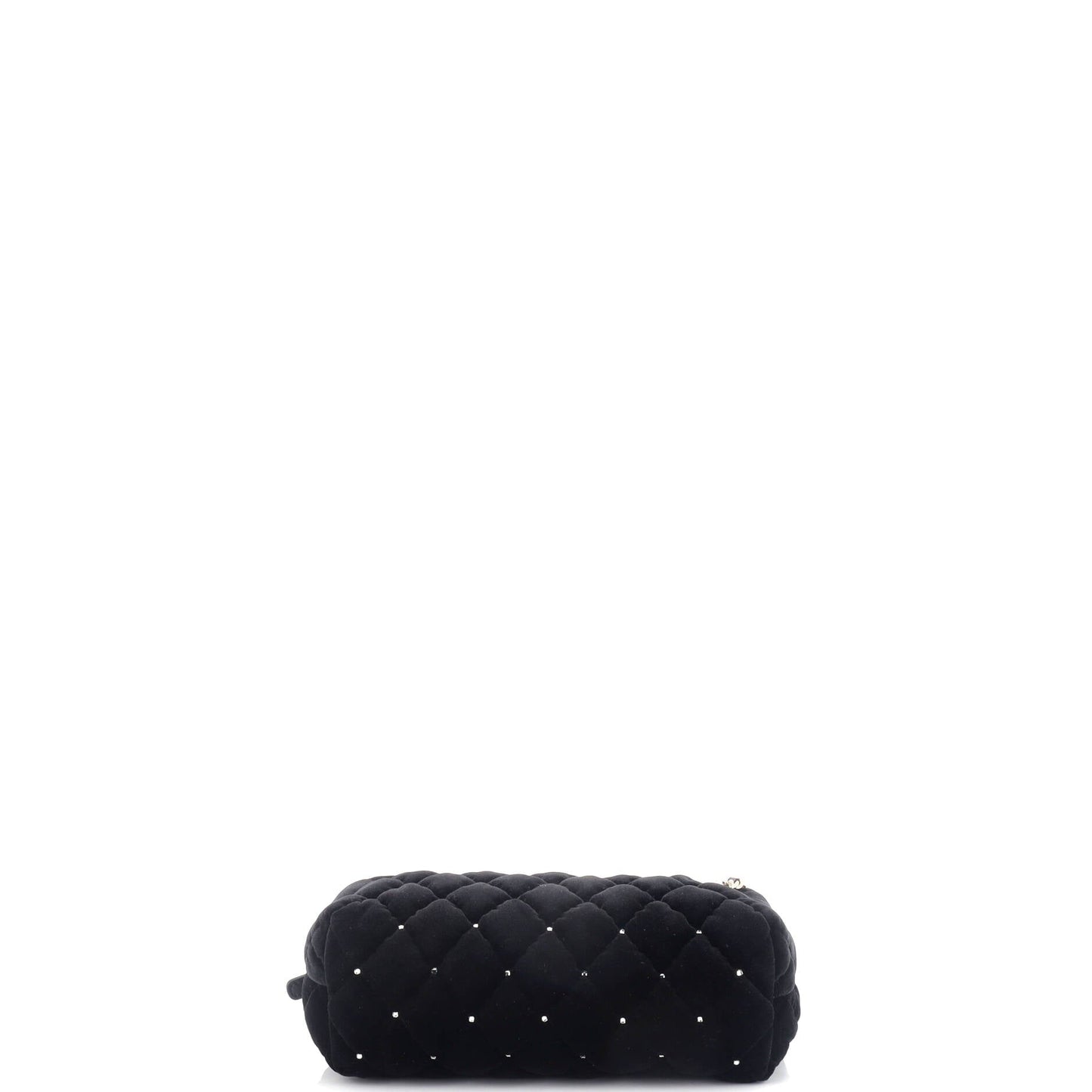 CC Barrel Wristlet Chain Clutch Quilted Velvet with Crystals