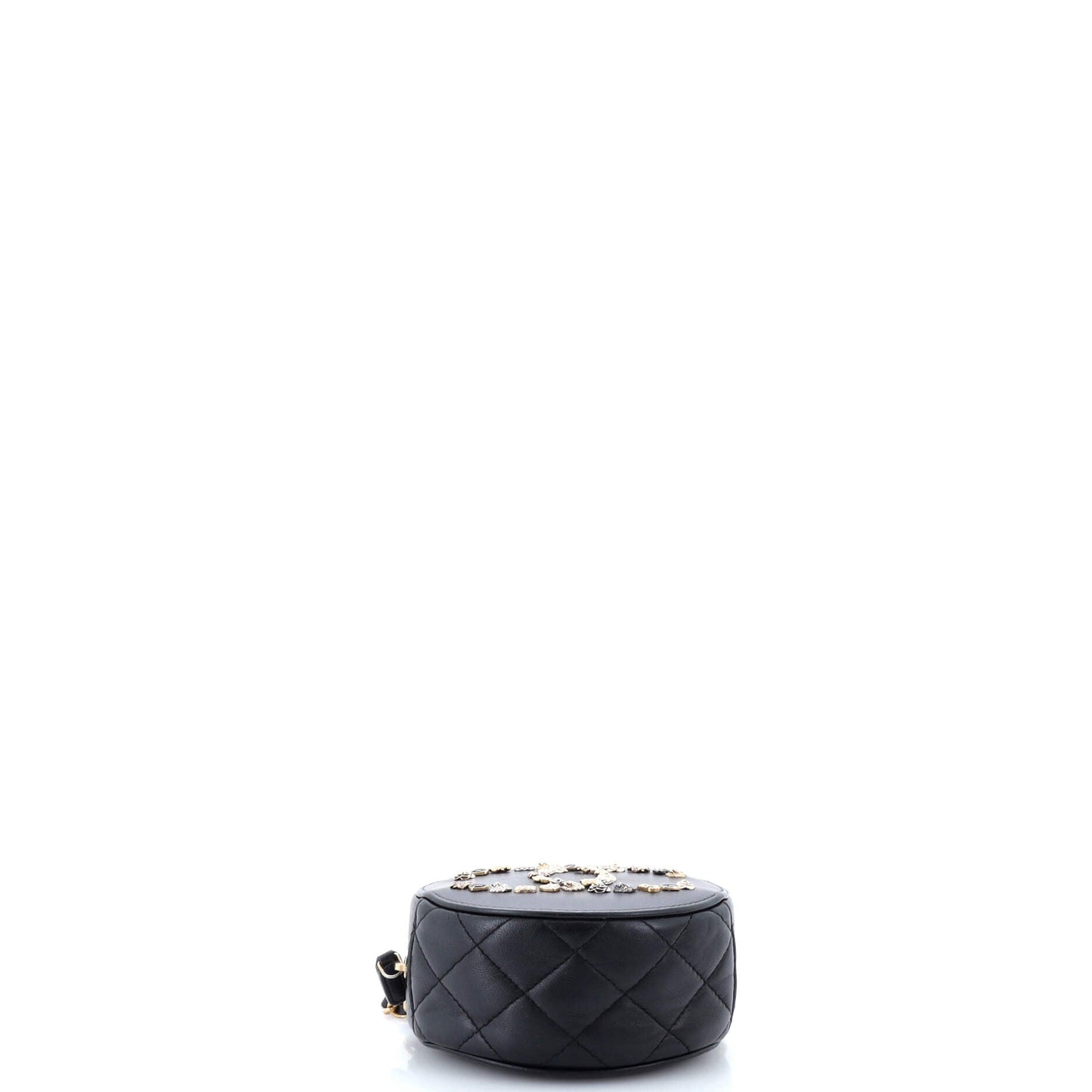 Lucky Charms Round Clutch With Chain Embellished Lambskin