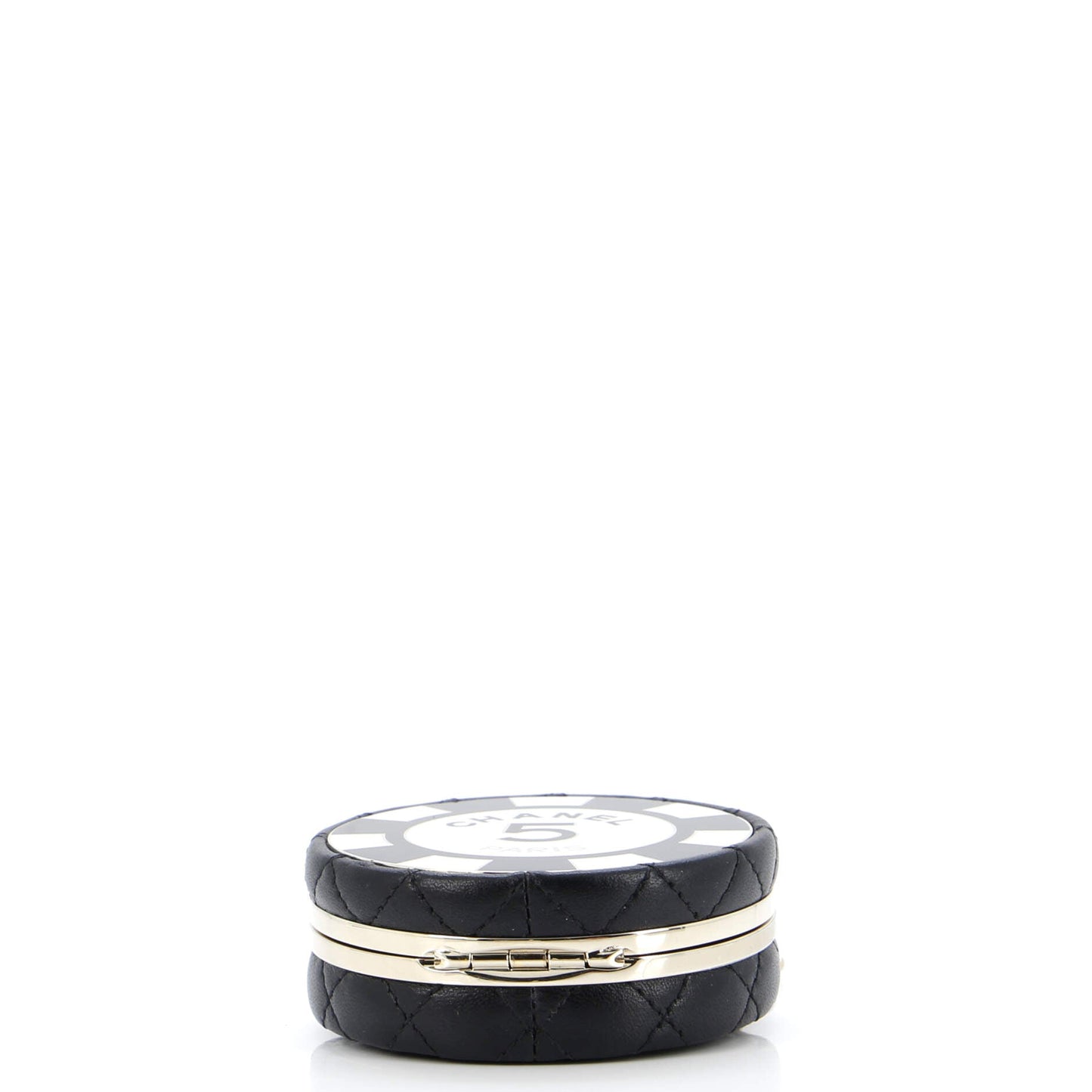 Poker Chip Clutch With Chain Quilted Lambskin with Enamel