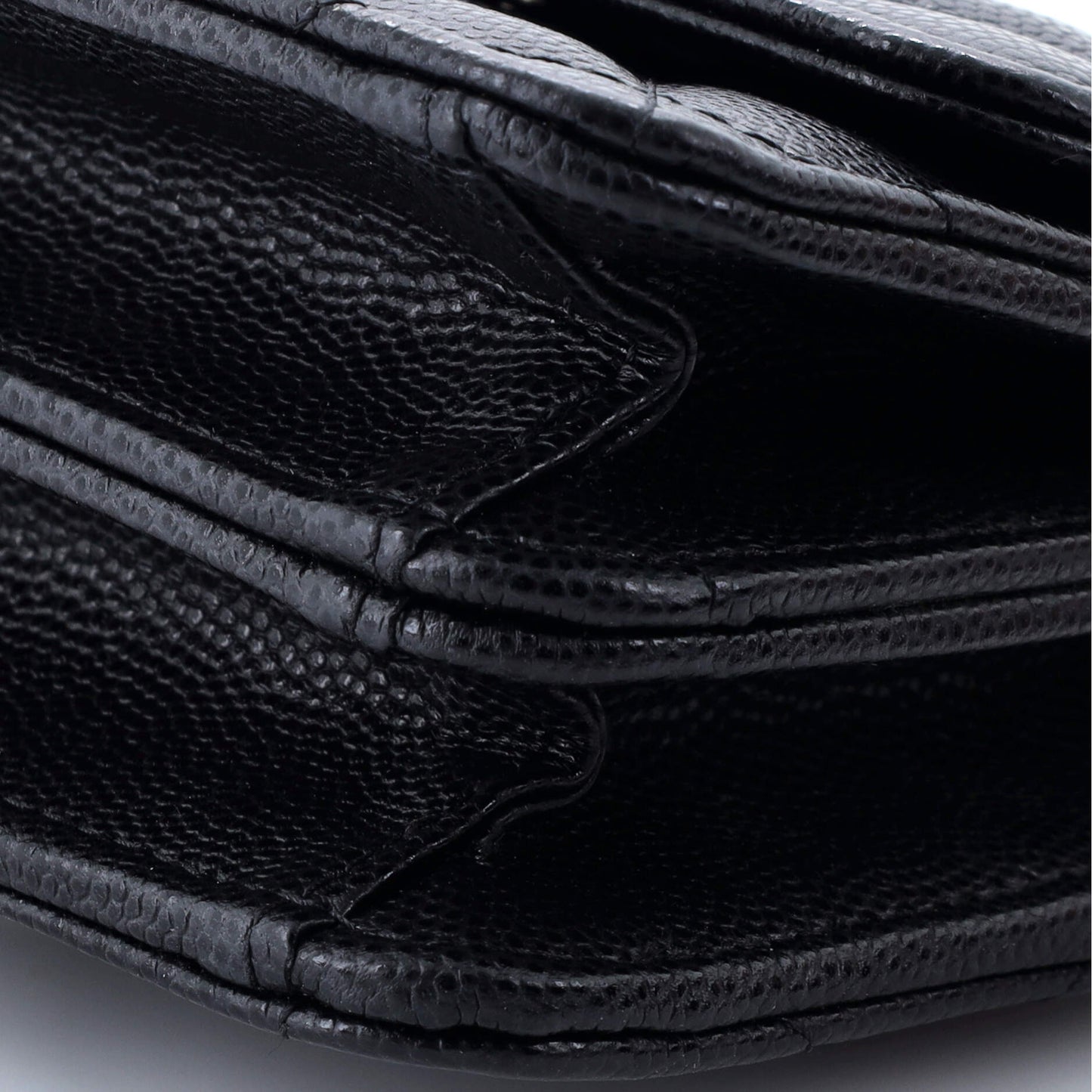 Coco Enamel Top Handle Flap Clutch with Chain Quilted Caviar