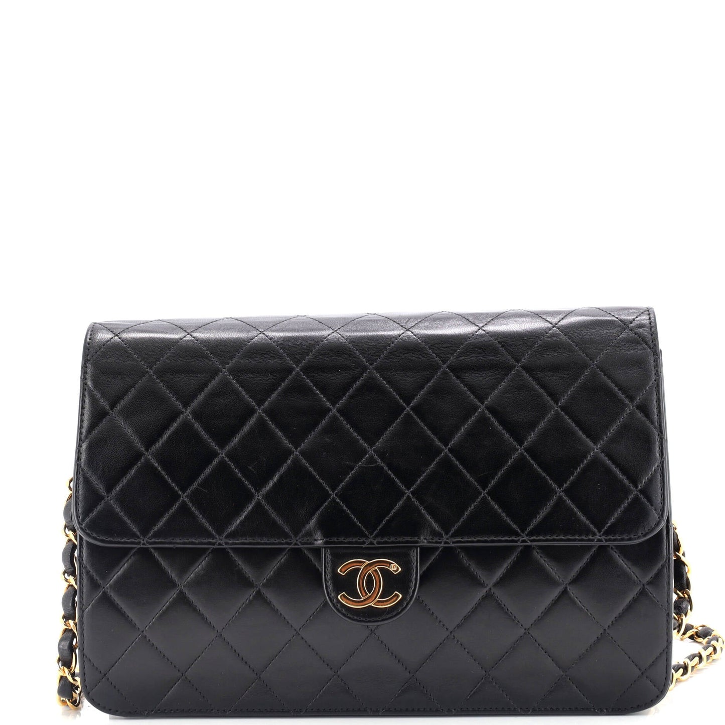 Vintage Clutch with Chain Quilted Leather Medium