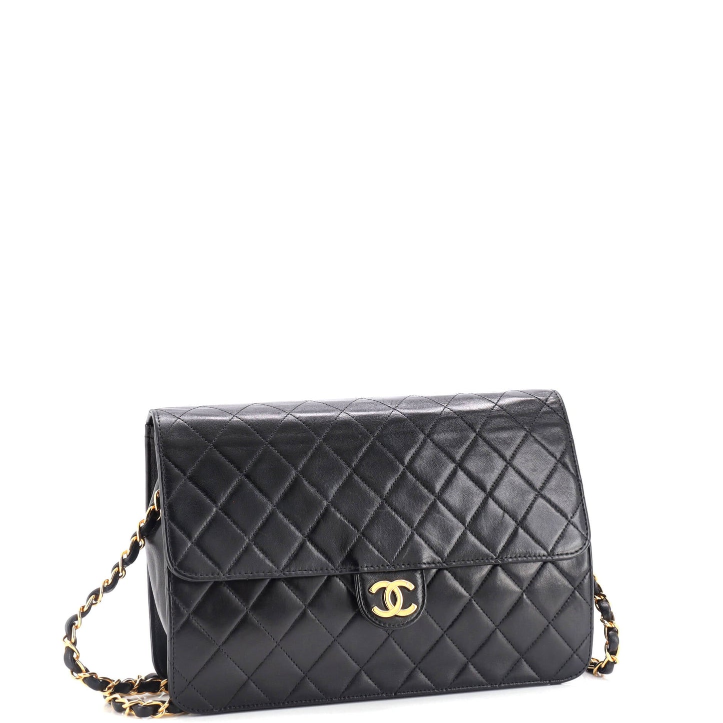 Vintage Clutch with Chain Quilted Leather Medium