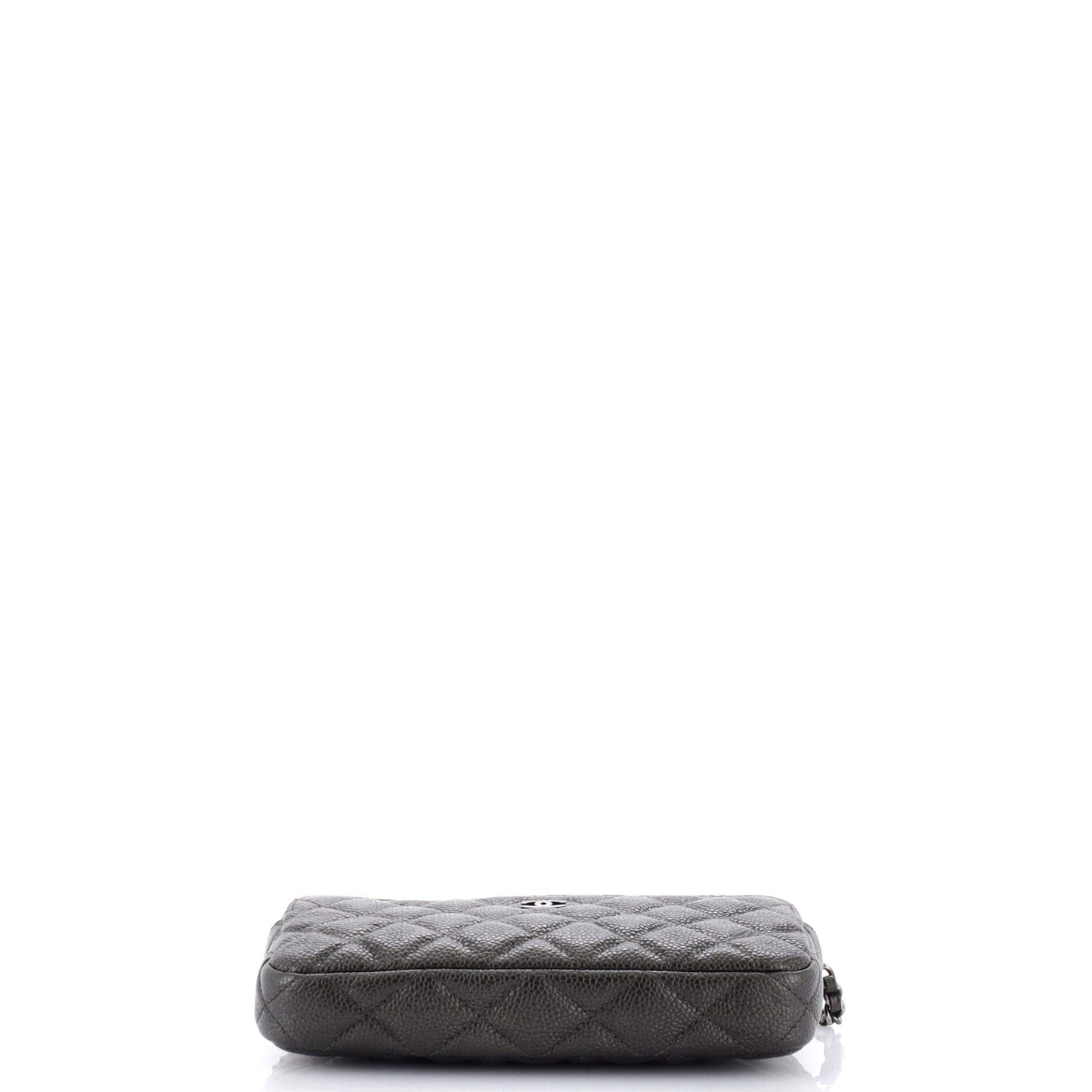 Double Zip Clutch with Chain Quilted Iridescent Caviar