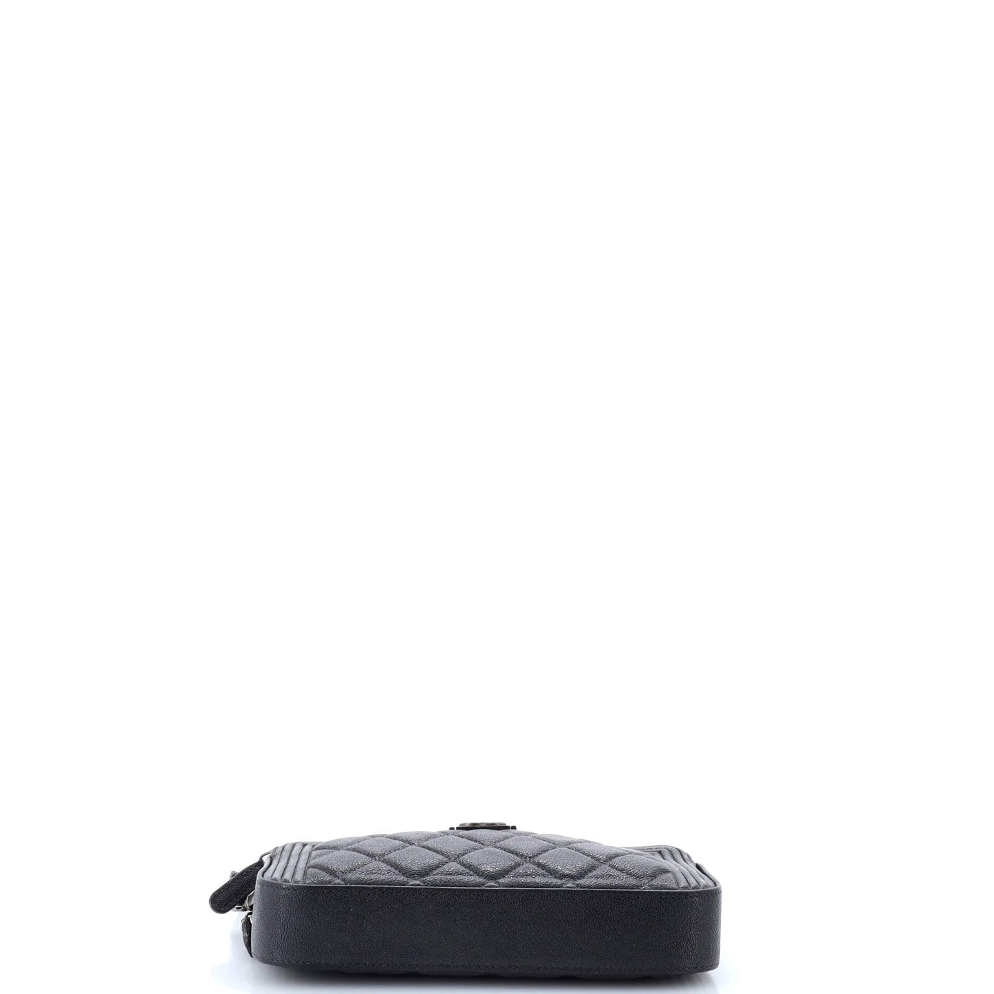 Boy Double Zip Clutch with Chain Quilted Caviar