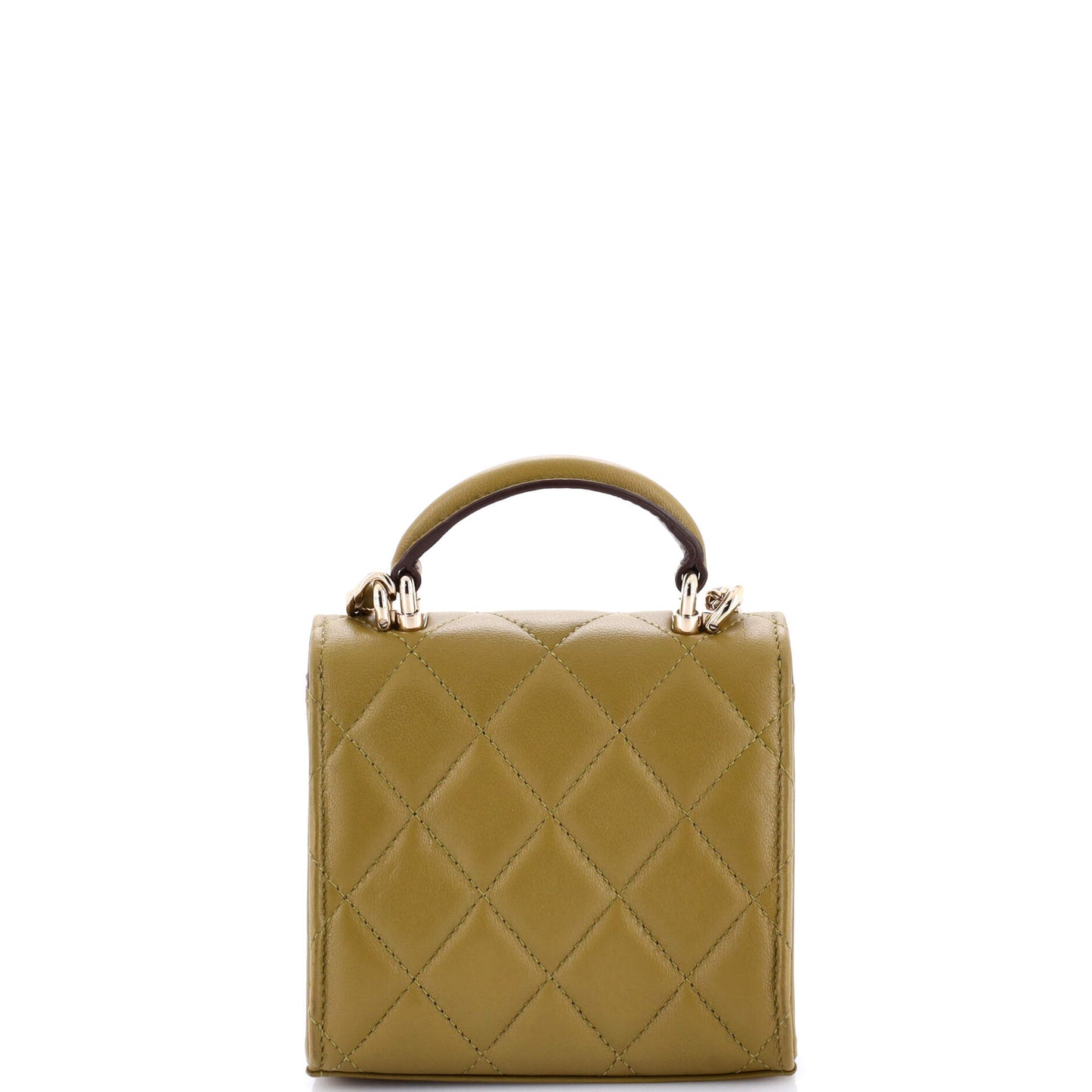 Square Classic Flap Top Handle Clutch with Chain Quilted Lambskin