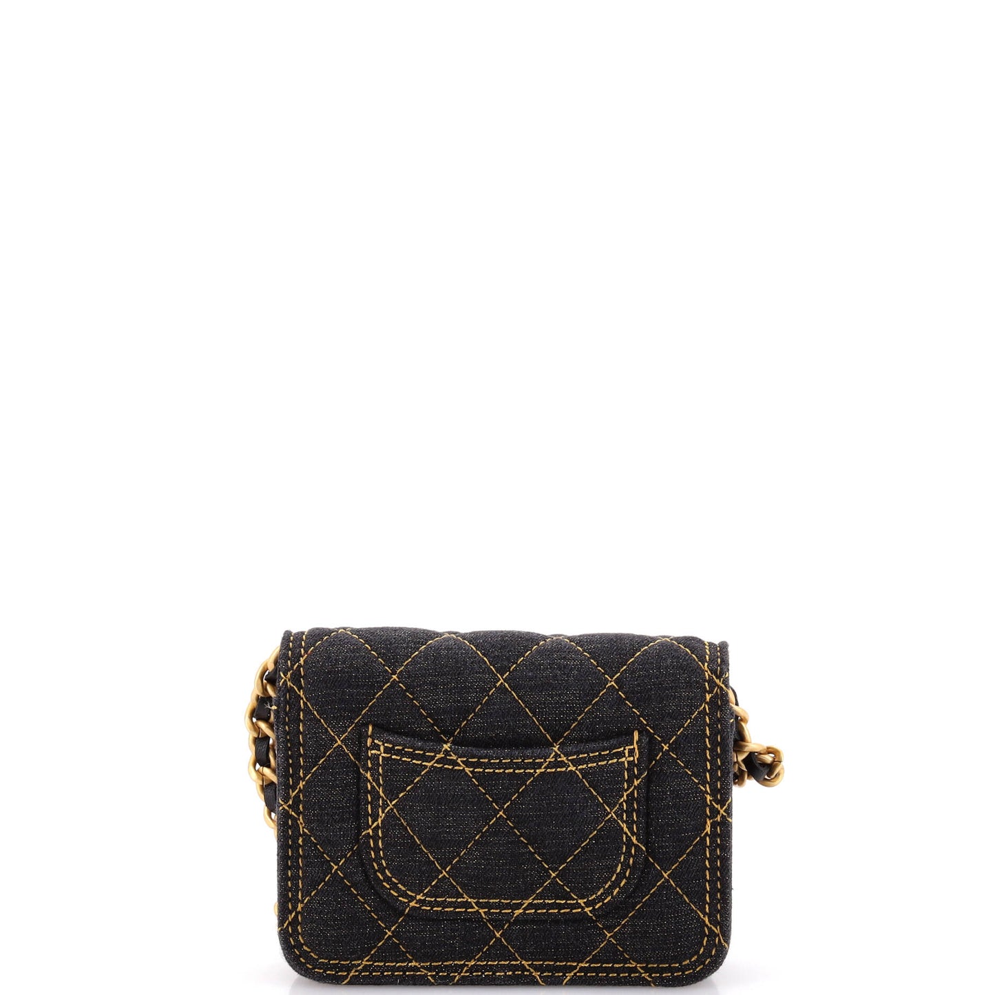 Double You CC Flap Clutch with Chain Quilted Denim