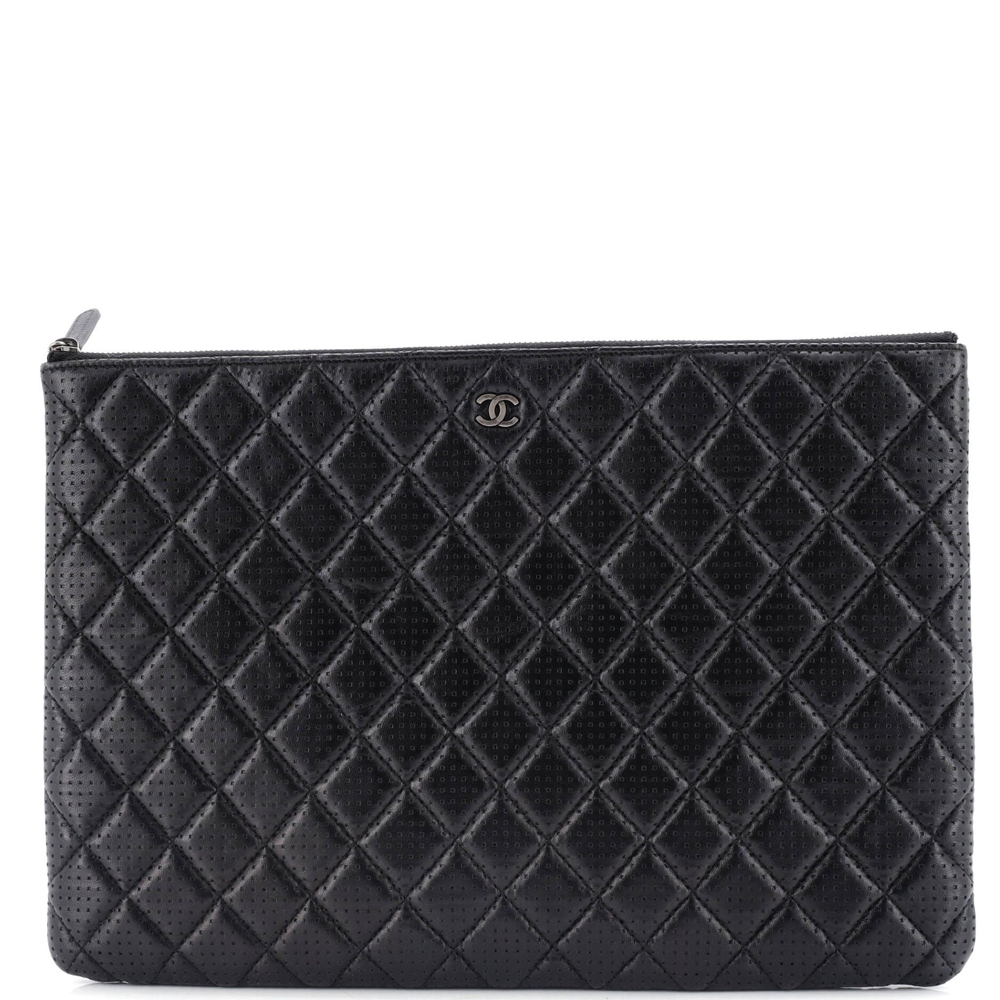 O Case Clutch Quilted Perforated Lambskin Large