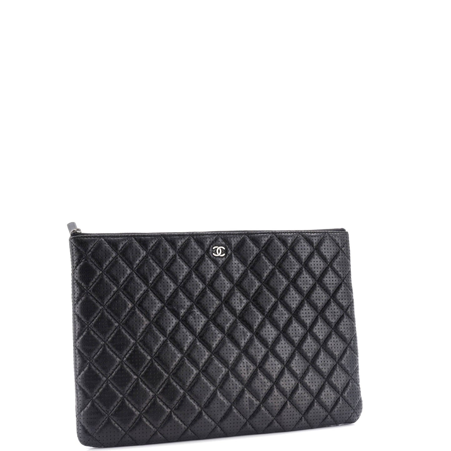 O Case Clutch Quilted Perforated Lambskin Large