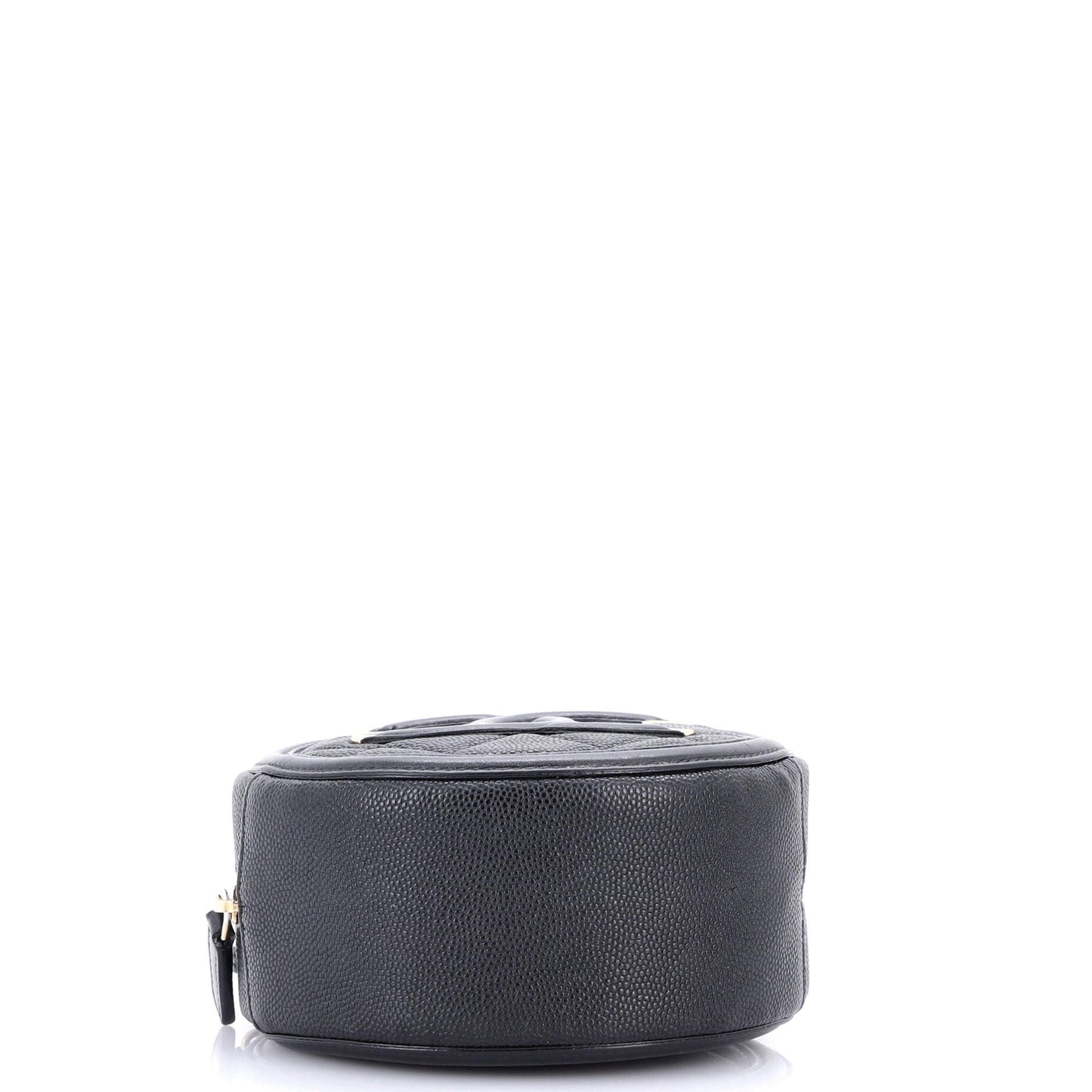 Filigree Round Clutch with Chain Quilted Caviar Mini