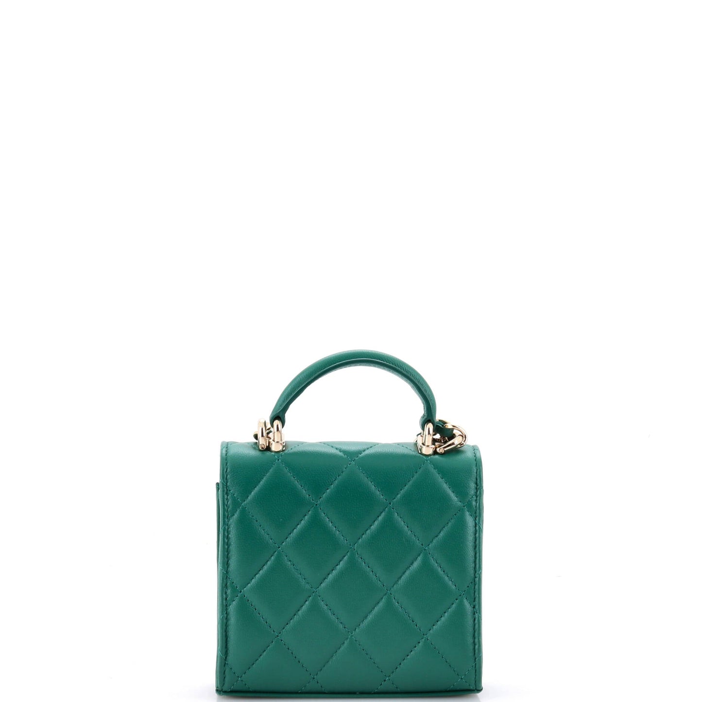 Square Classic Flap Top Handle Clutch with Chain Quilted Lambskin