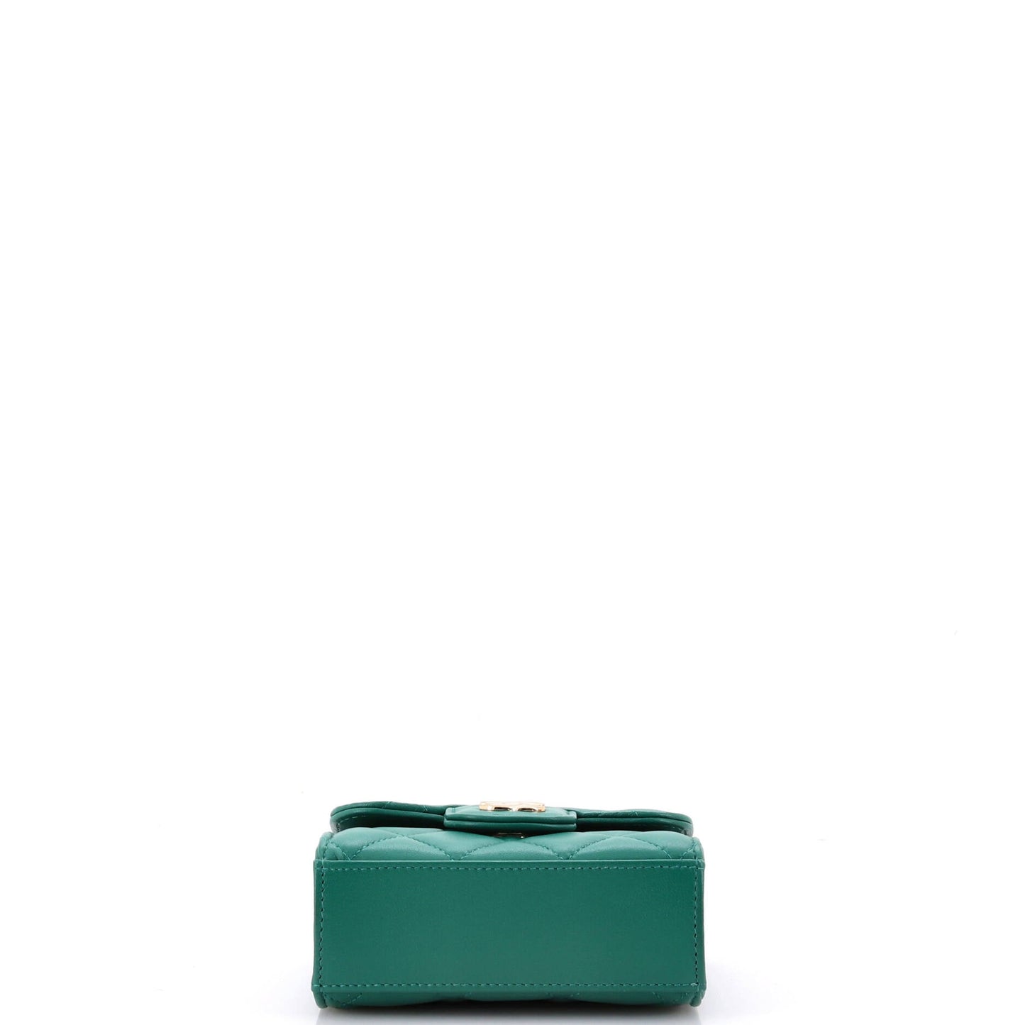 Square Classic Flap Top Handle Clutch with Chain Quilted Lambskin
