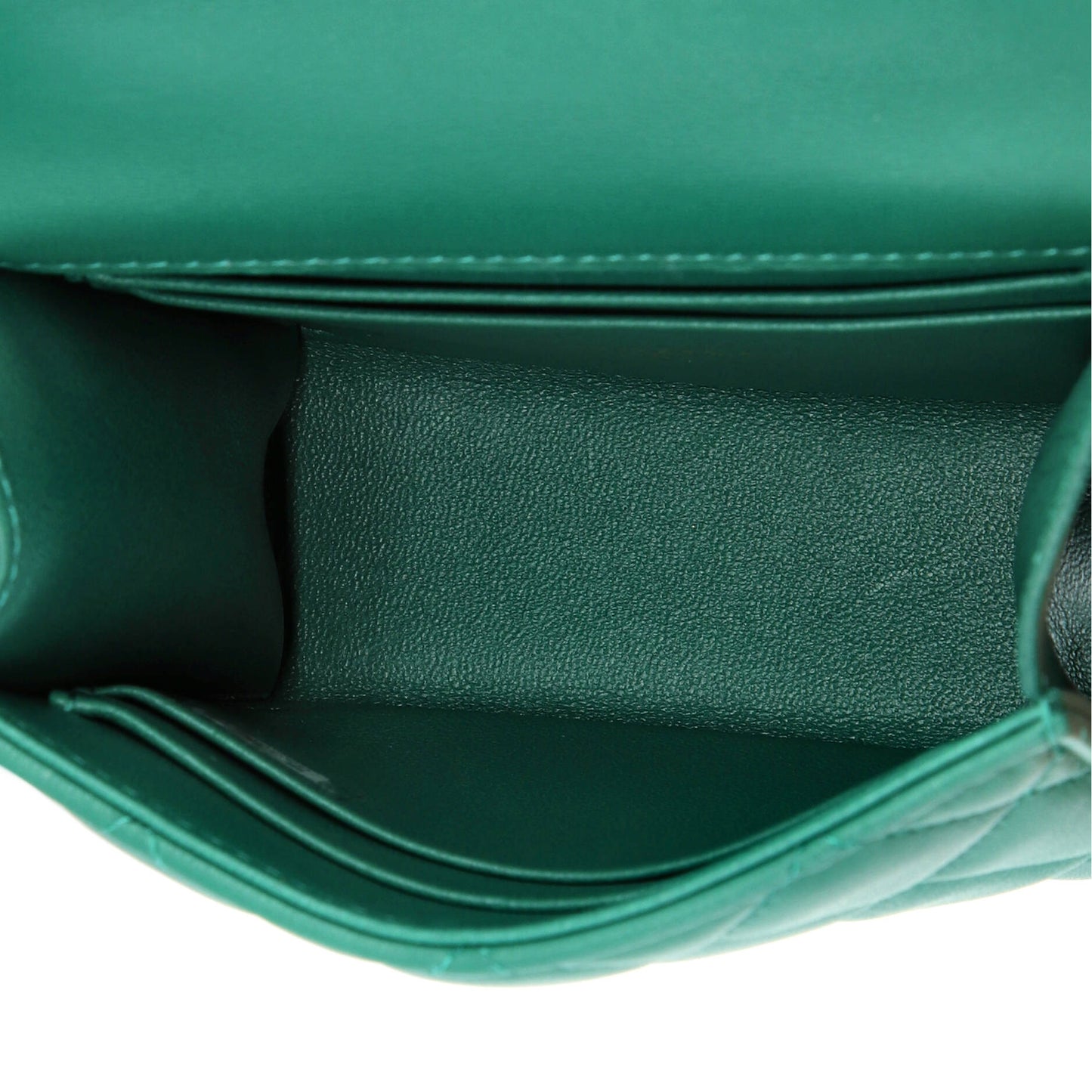 Square Classic Flap Top Handle Clutch with Chain Quilted Lambskin