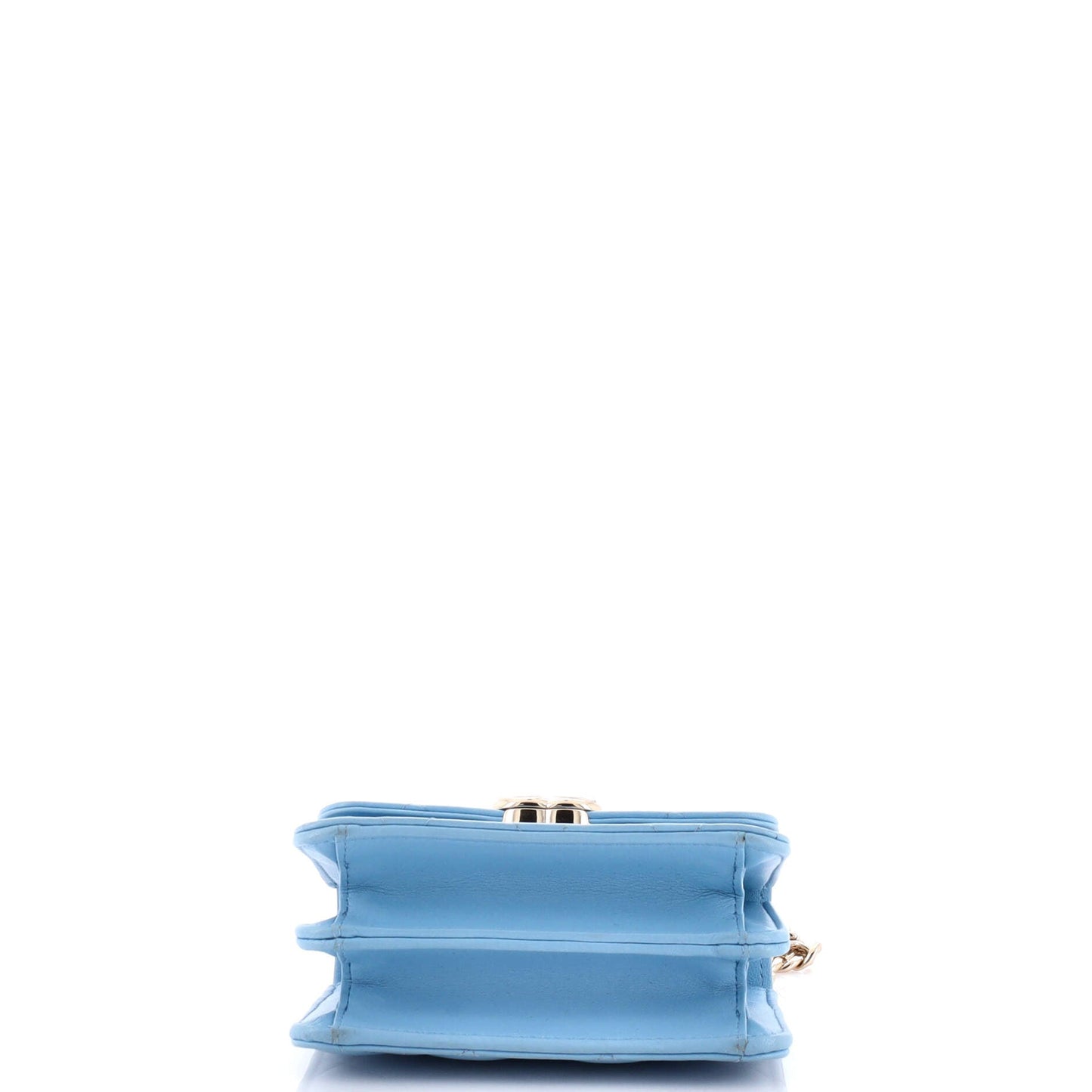 Coco Enamel Top Handle Flap Clutch with Chain Quilted Lambskin