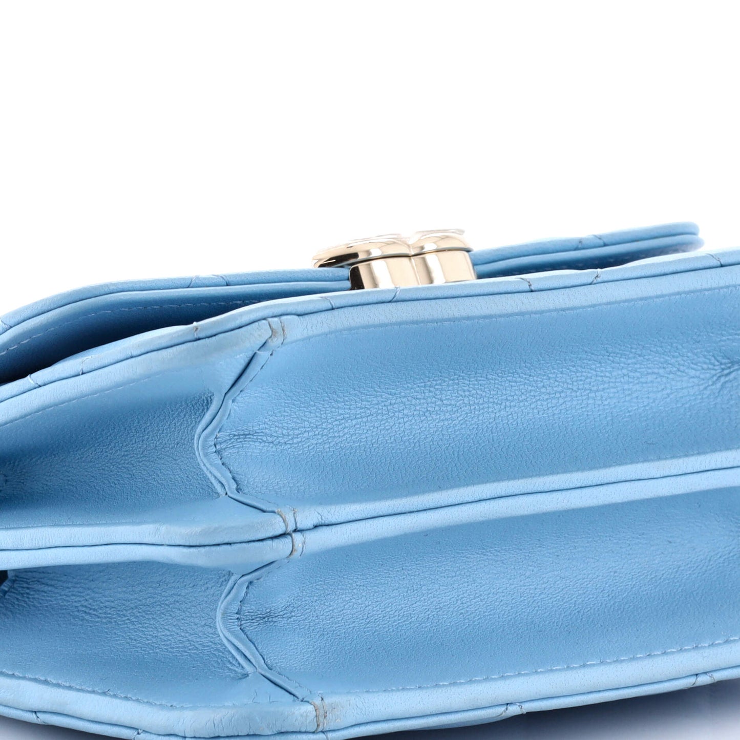 Coco Enamel Top Handle Flap Clutch with Chain Quilted Lambskin