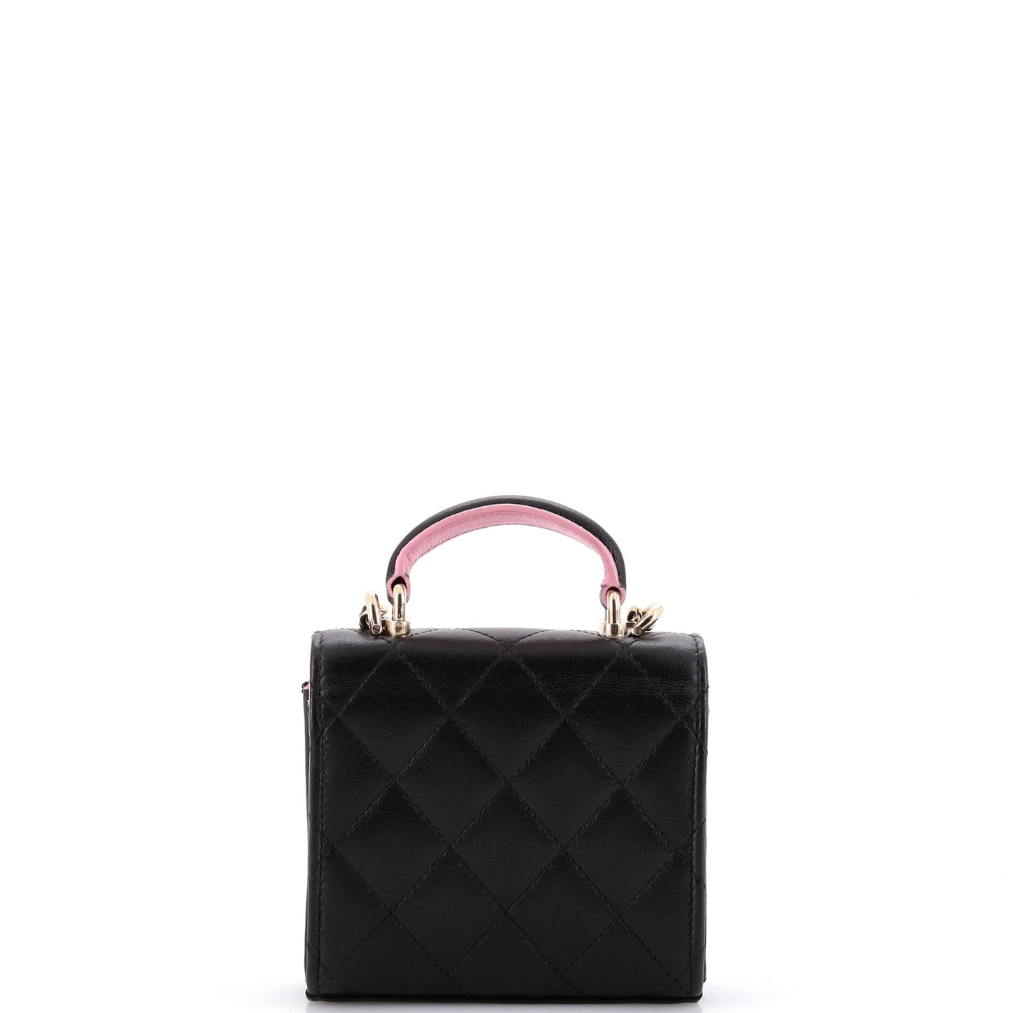 Square Classic Flap Top Handle Clutch with Chain Quilted Lambskin