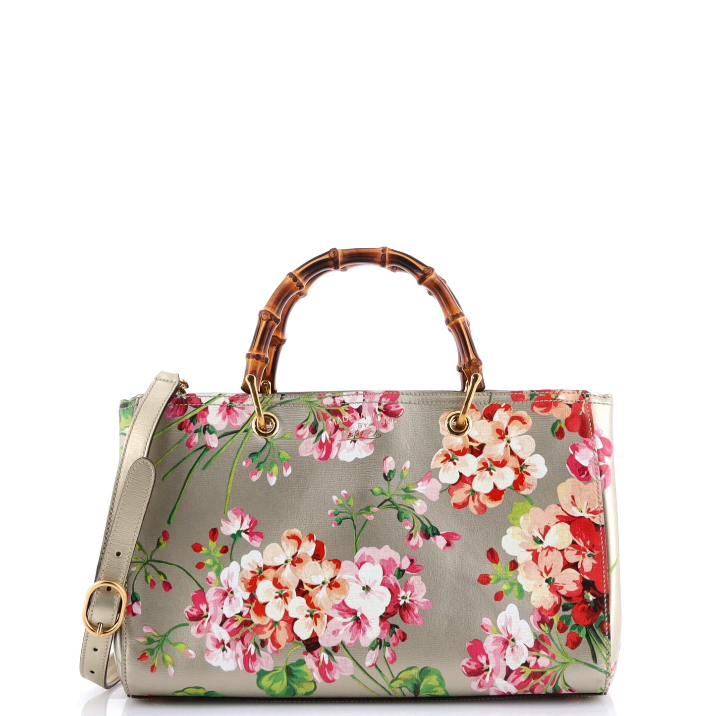 Bamboo Shopper Tote Blooms Print Leather Medium