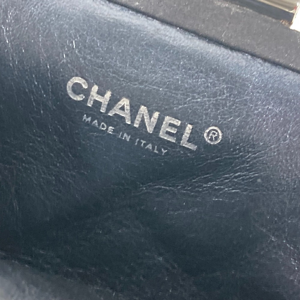 CHANEL Clutch bag leather Dark Navy type Rhinestone Purse Purse Women Used