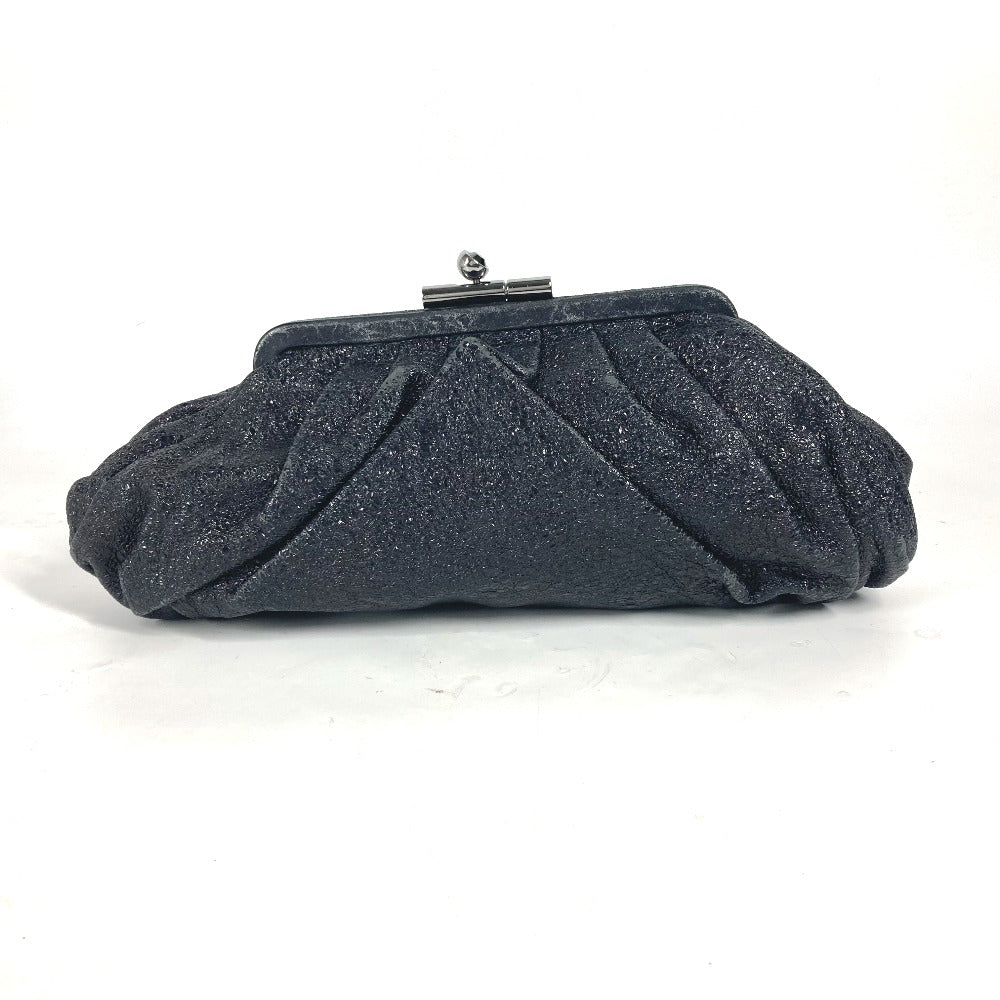 CHANEL Clutch bag leather Dark Navy type Rhinestone Purse Purse Women Used