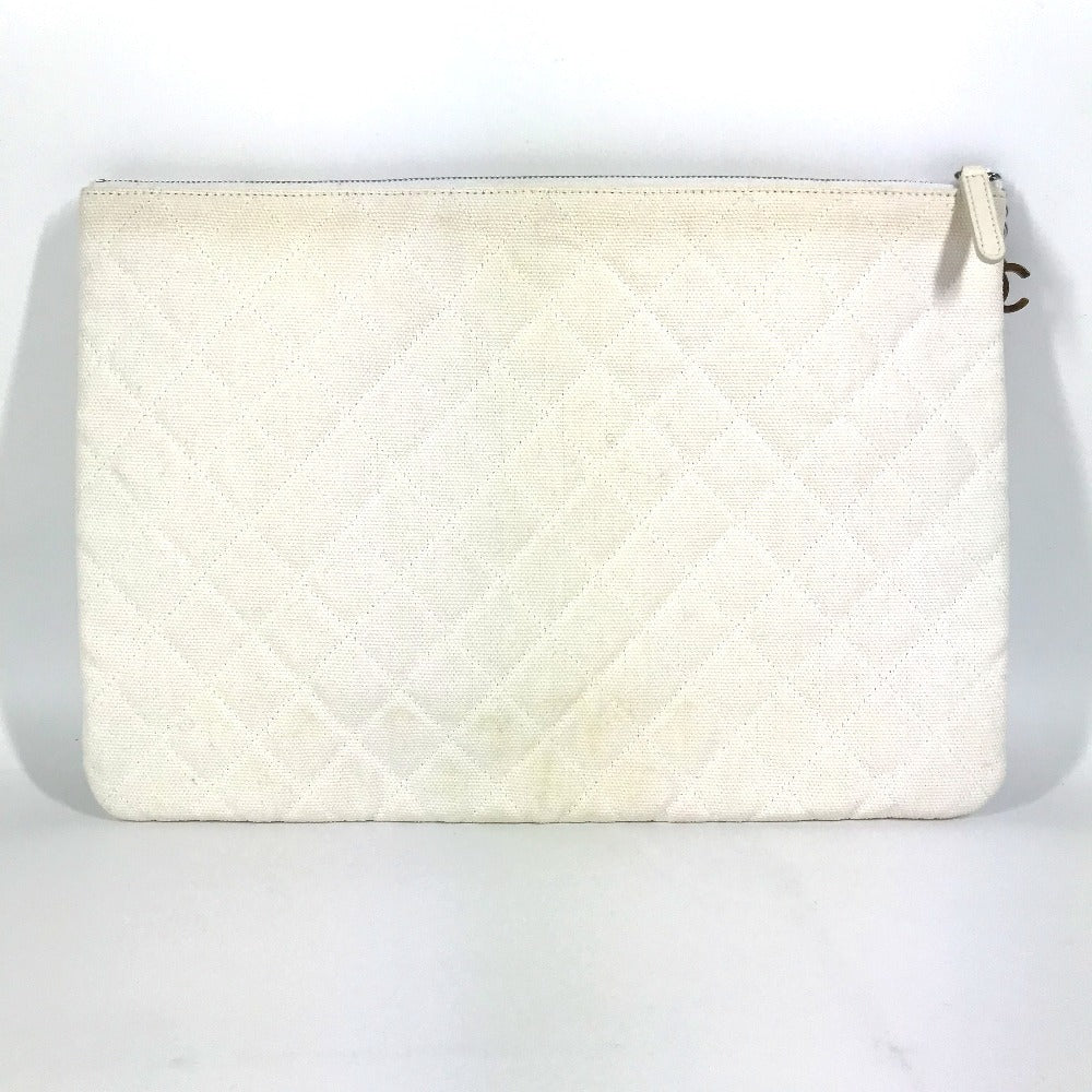 CHANEL Clutch bag canvas white COCO Coco logo