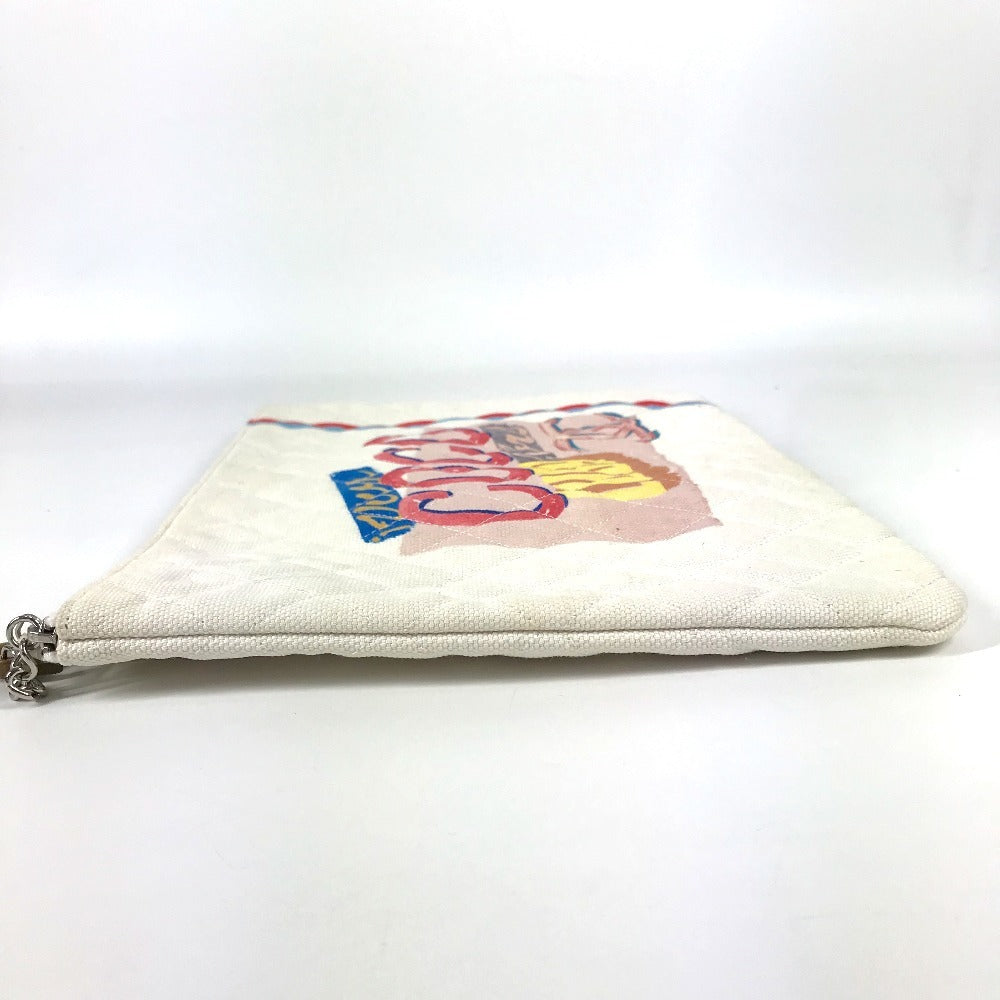 CHANEL Clutch bag canvas white COCO Coco logo
