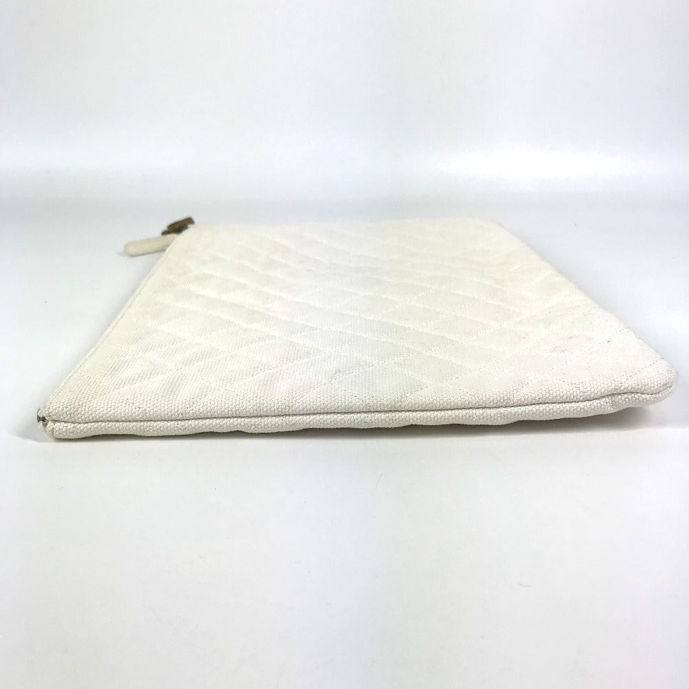 CHANEL Clutch bag canvas white COCO Coco logo