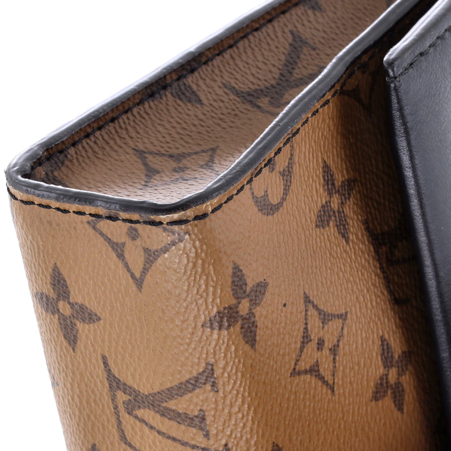 Column Clutch Reverse Monogram Canvas with Calfskin
